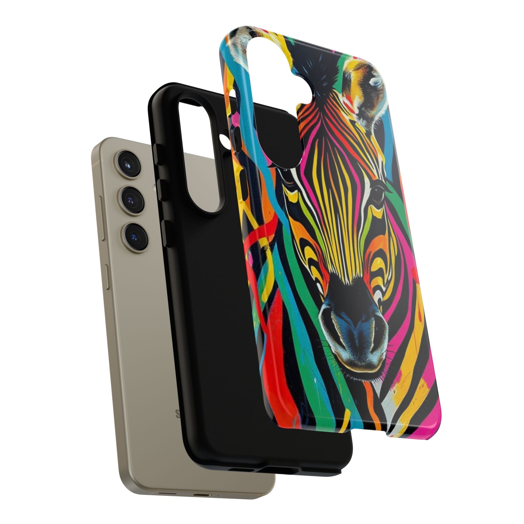 Android OR iPhone Compatible Cases - Rainbow Zebra Design - Unique Tough Cases