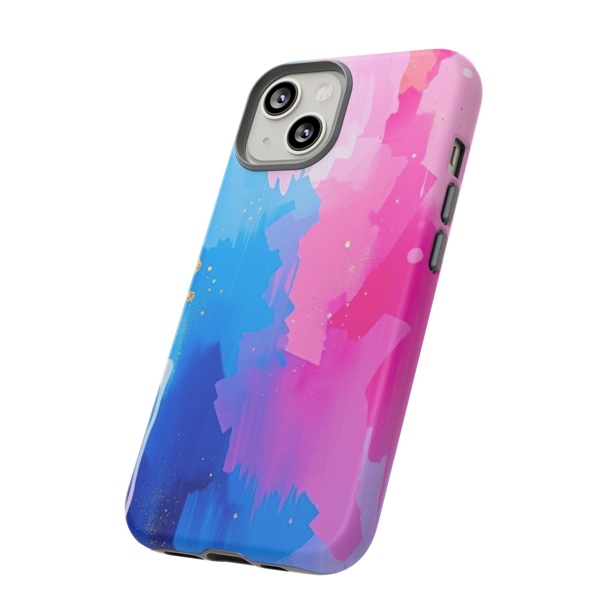 Android OR iPhone Compatible Cases - Pink and Blue Color Splash Design