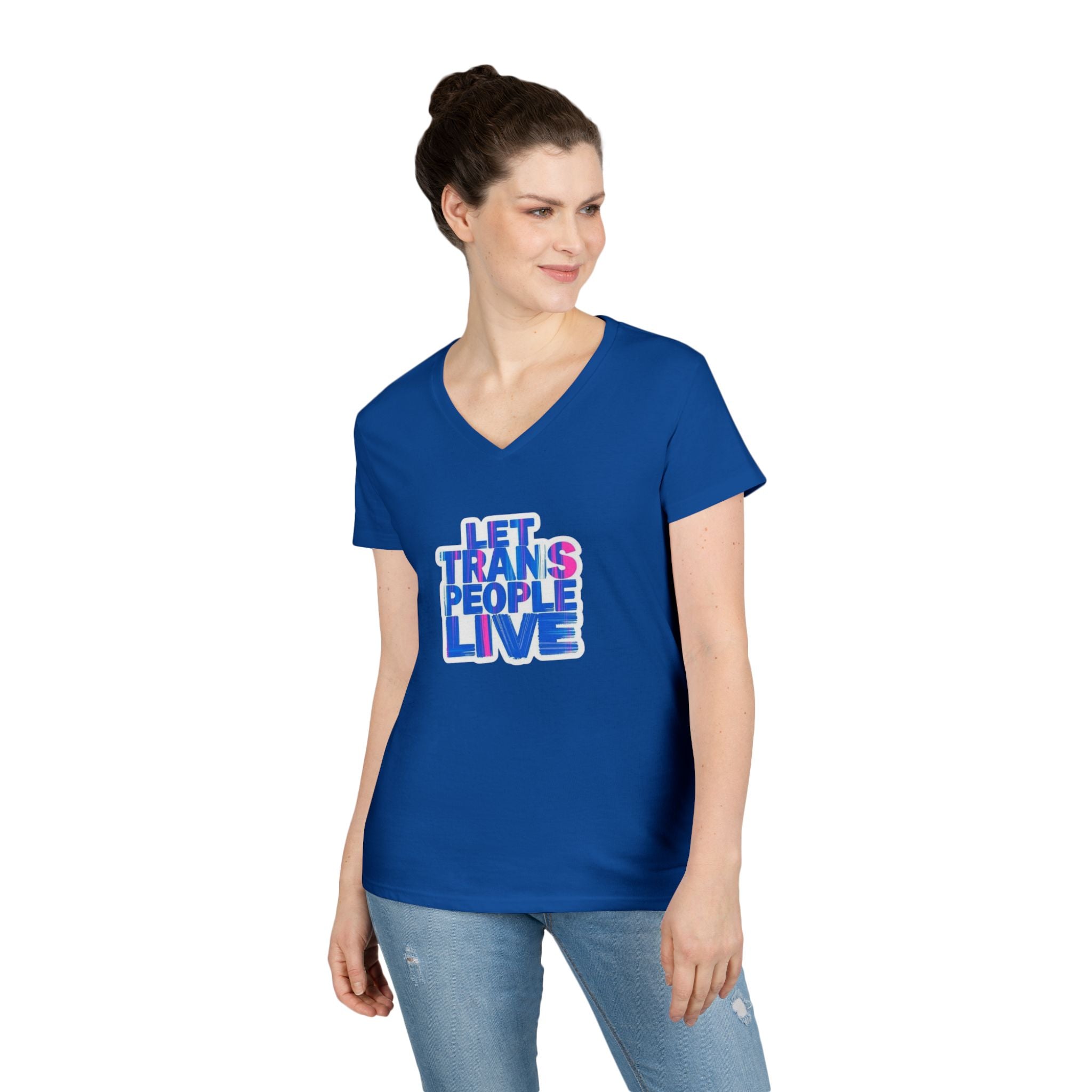V-Neck T-Shirt Let Trans People Live Protest Design