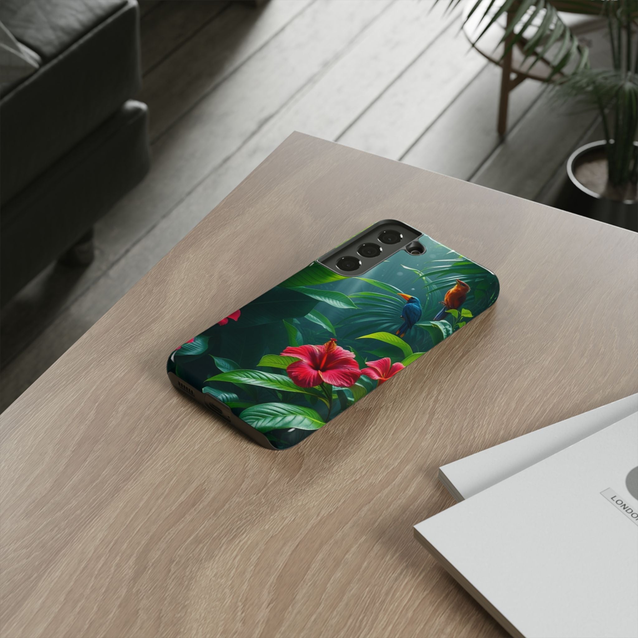 Android OR iPhone Compatible Cases - Tropical Flower & Bird Design - Unique Tough Cases