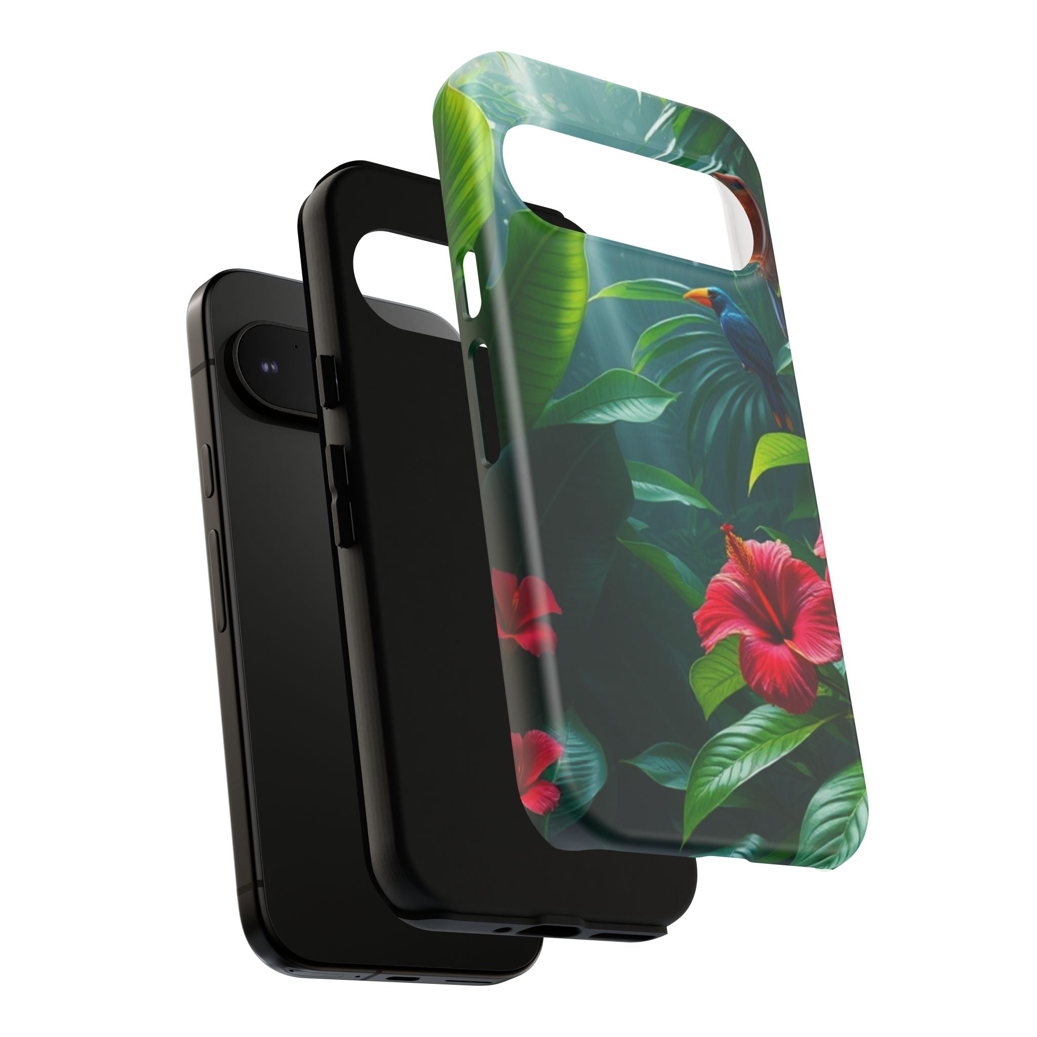 Android OR iPhone Compatible Cases - Tropical Flower & Bird Design - Unique Tough Cases