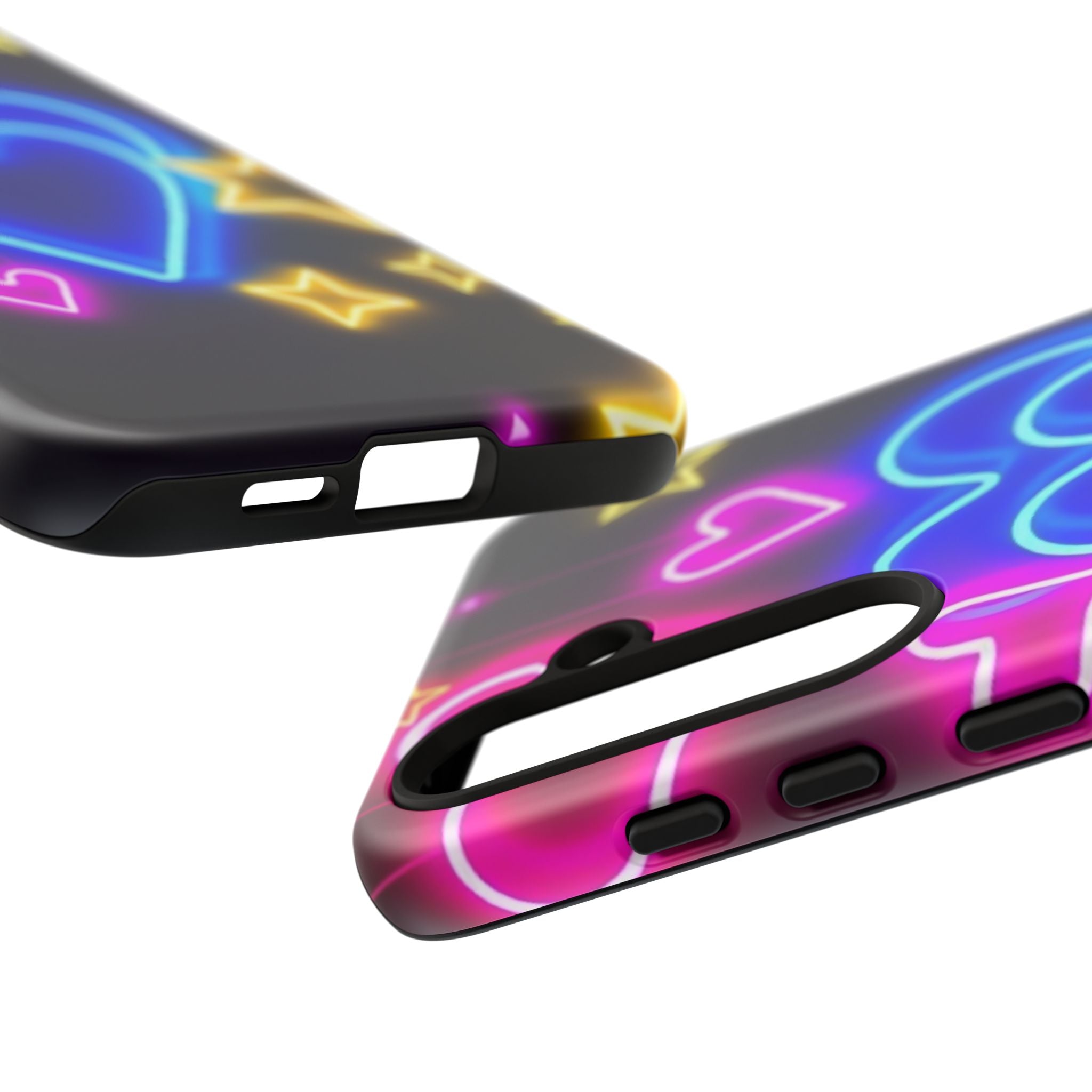 Android OR iPhone Compatible Cases - Neon Love Design - Unique Tough Cases
