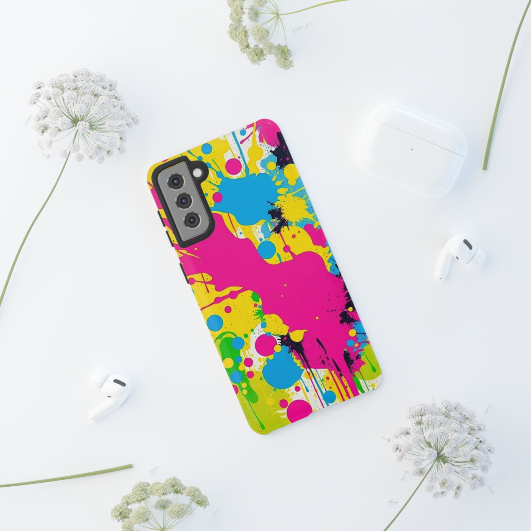 Android OR iPhone Compatible Cases - Crazy Retro Color Splash Design - Unique Tough Cases