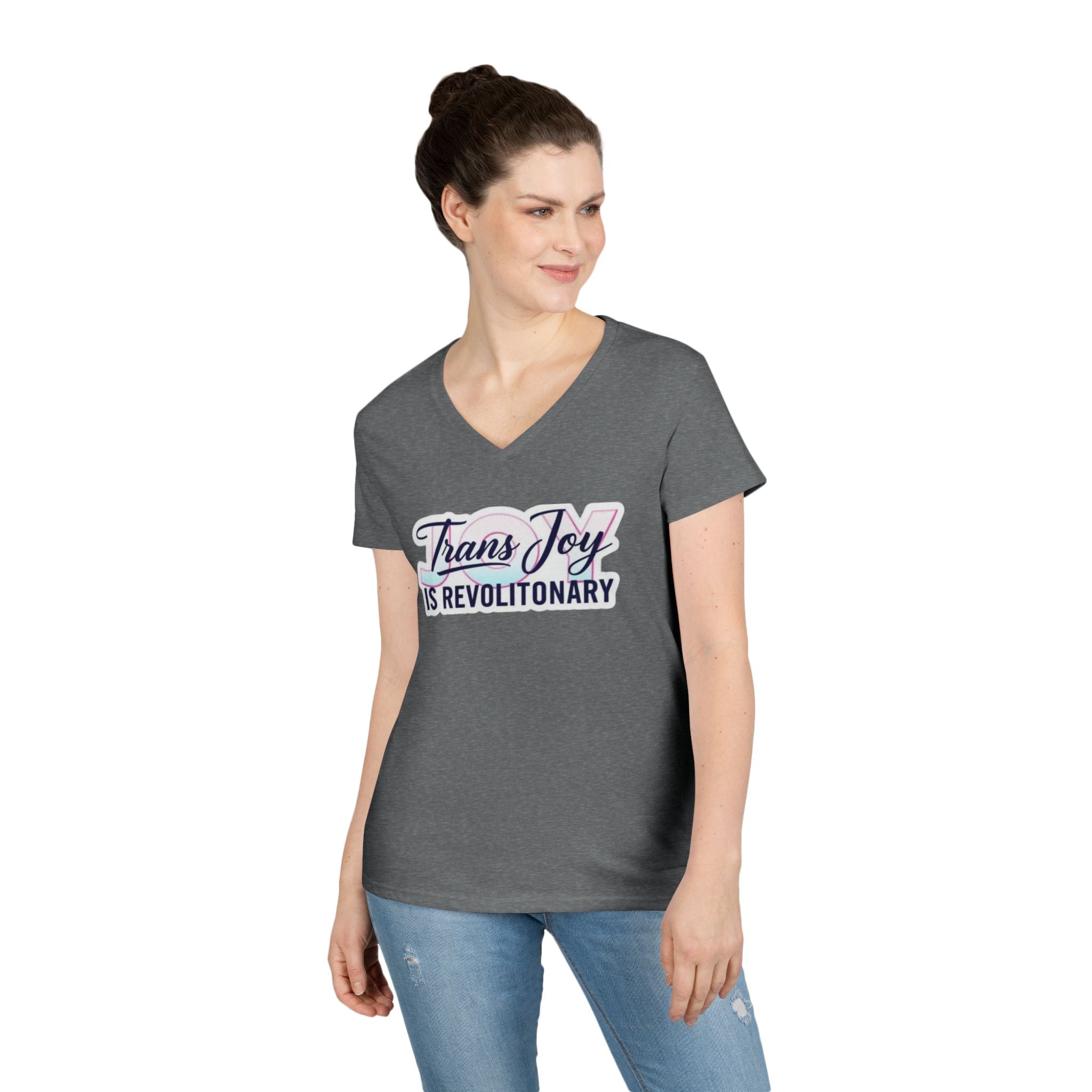 Trans Joy Ladies' V-Neck T-Shirt - Celebrate the LGBTQ+ Community