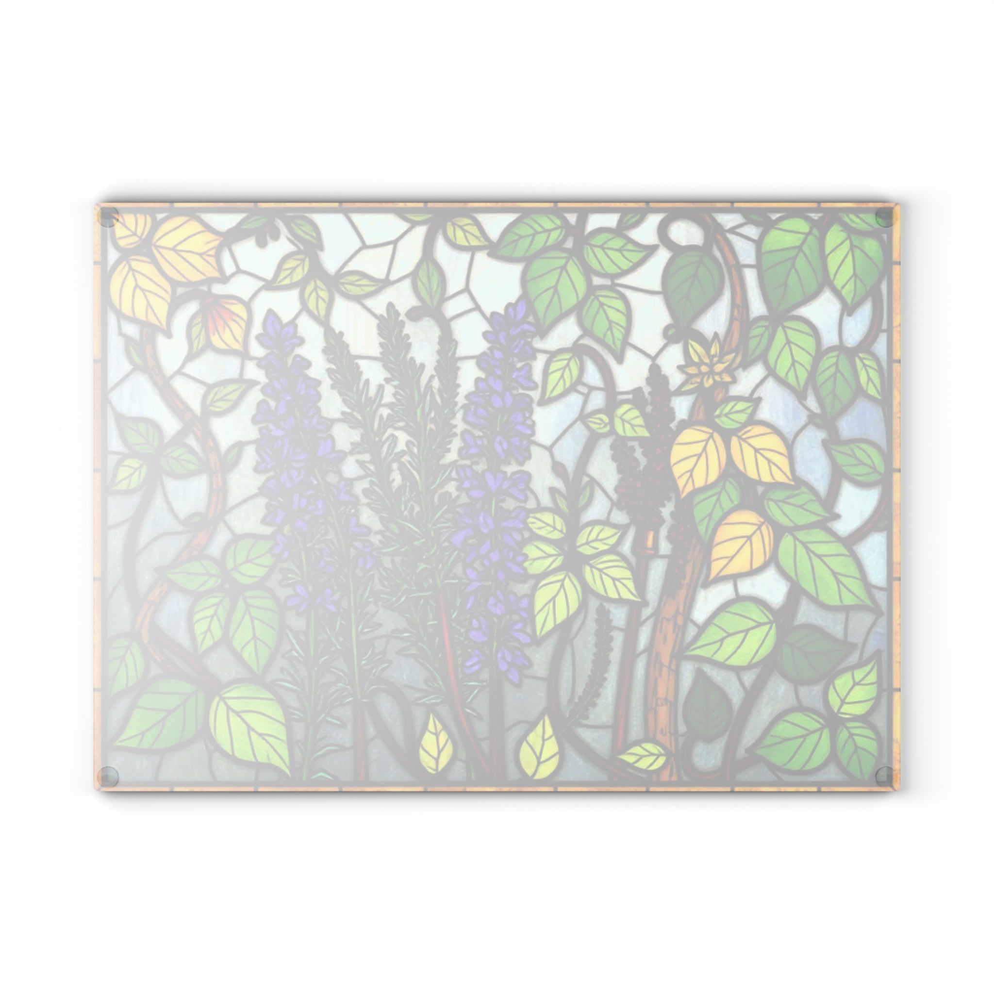 Botanical Stained Glass Cutting Board - Colorful Kitchen Decor for Nature Lovers