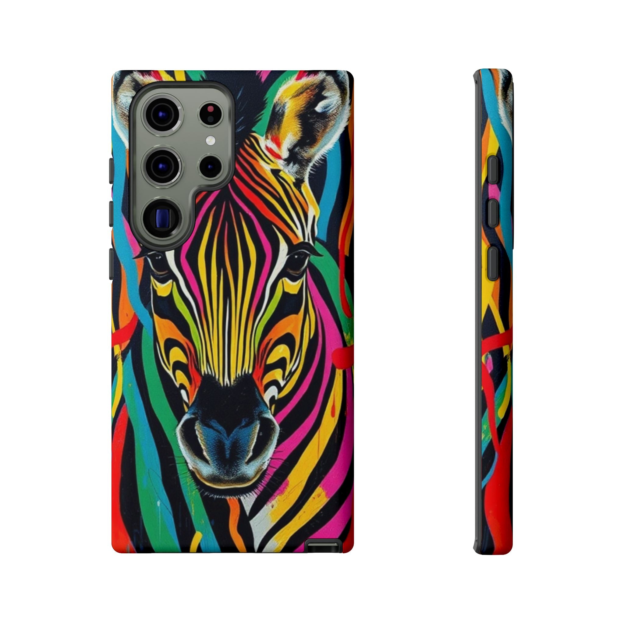 Android OR iPhone Compatible Cases - Rainbow Zebra Design - Unique Tough Cases