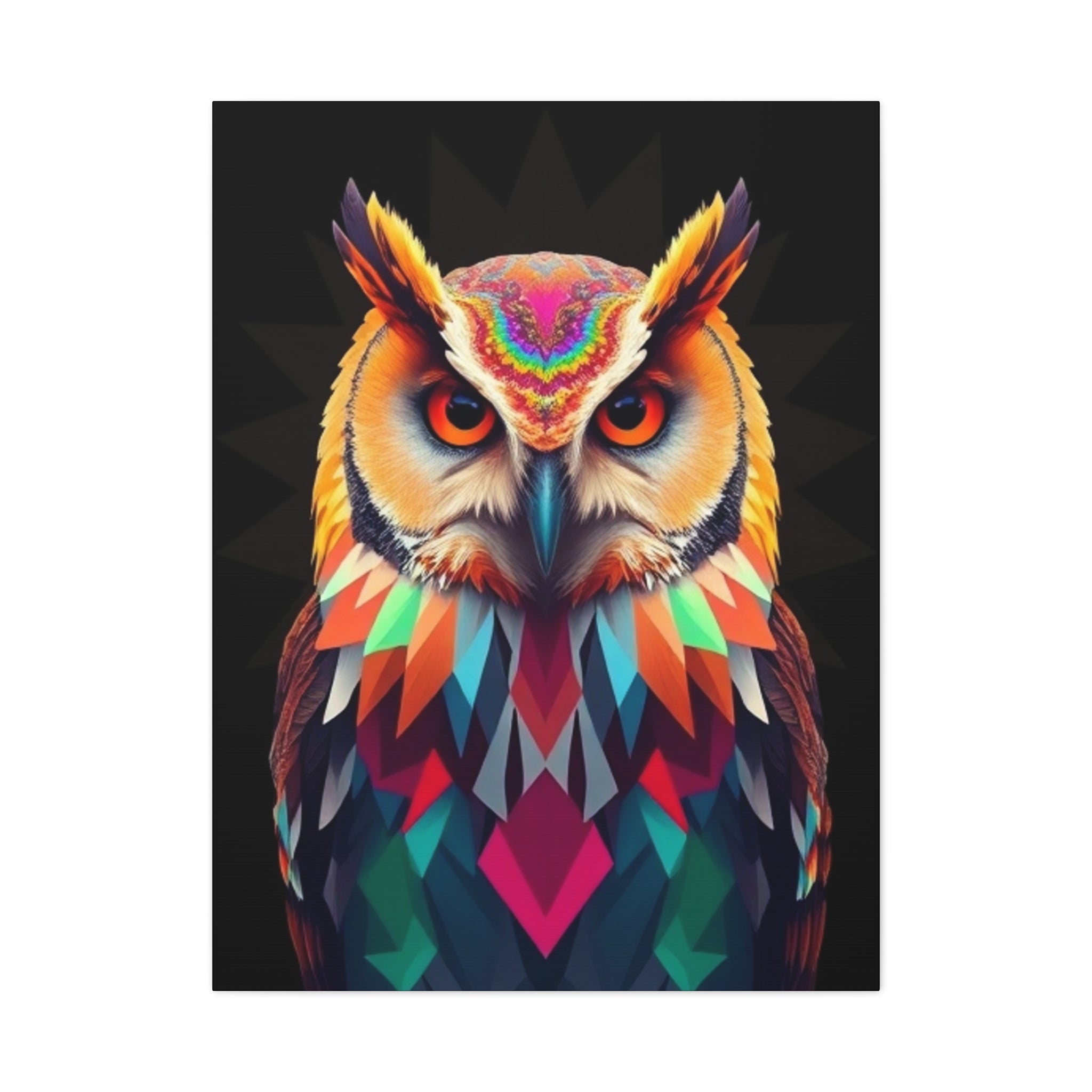 Colorful Owl Canvas Wall Art - 1.25" Stretched Matte