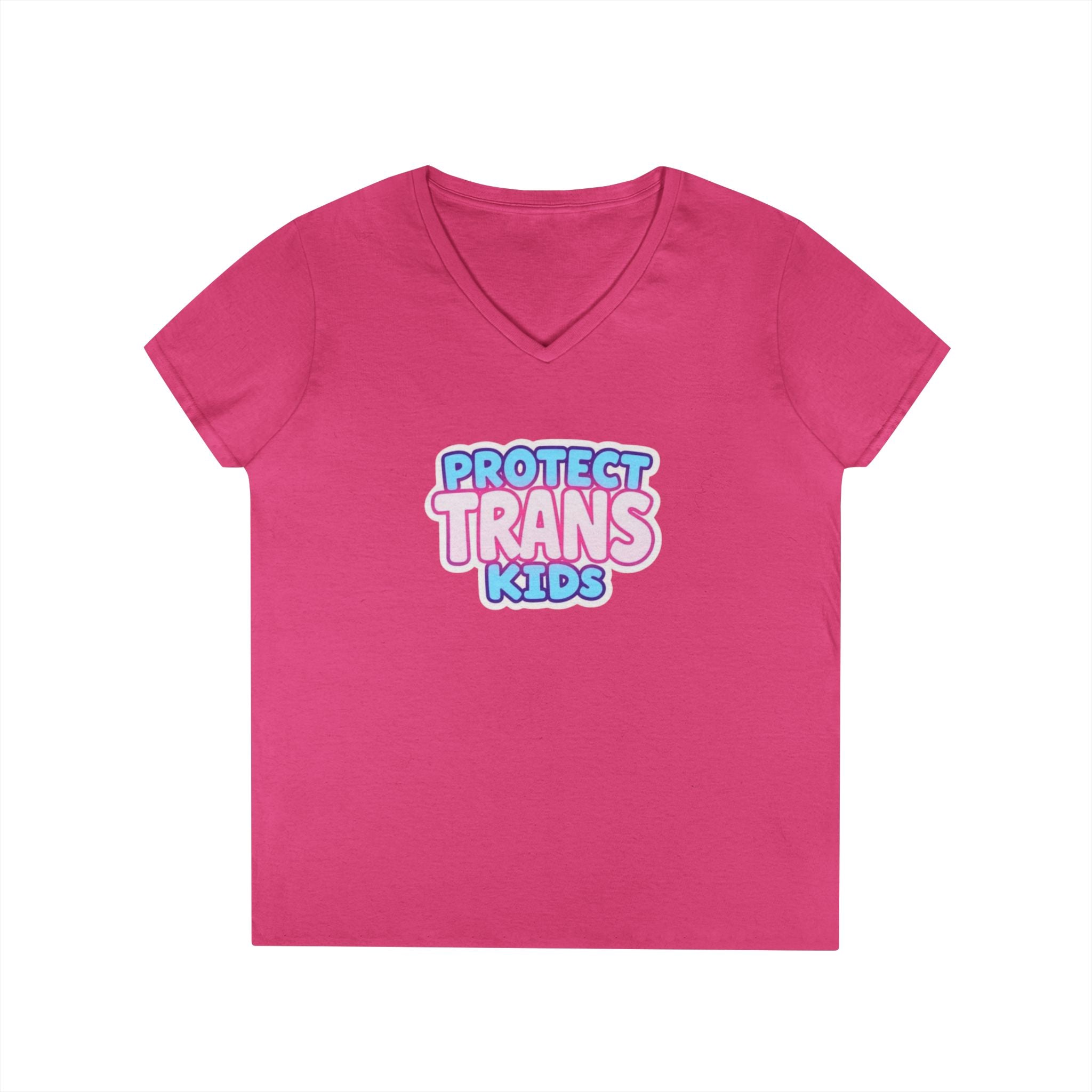 Protect Trans Kids Ladies' V-Neck T-Shirt - Supportive & Stylish Pride Apparel