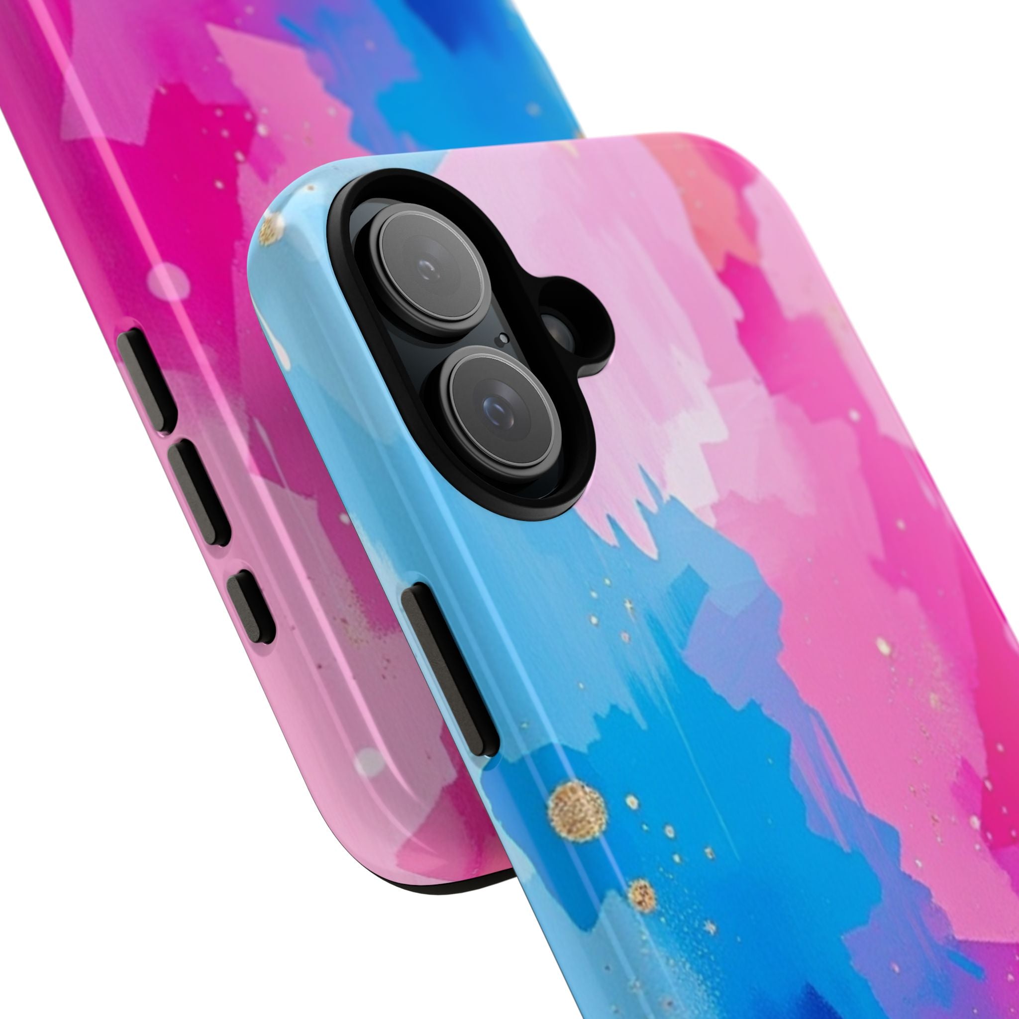 Android OR iPhone Compatible Cases - Pink and Blue Color Splash Design