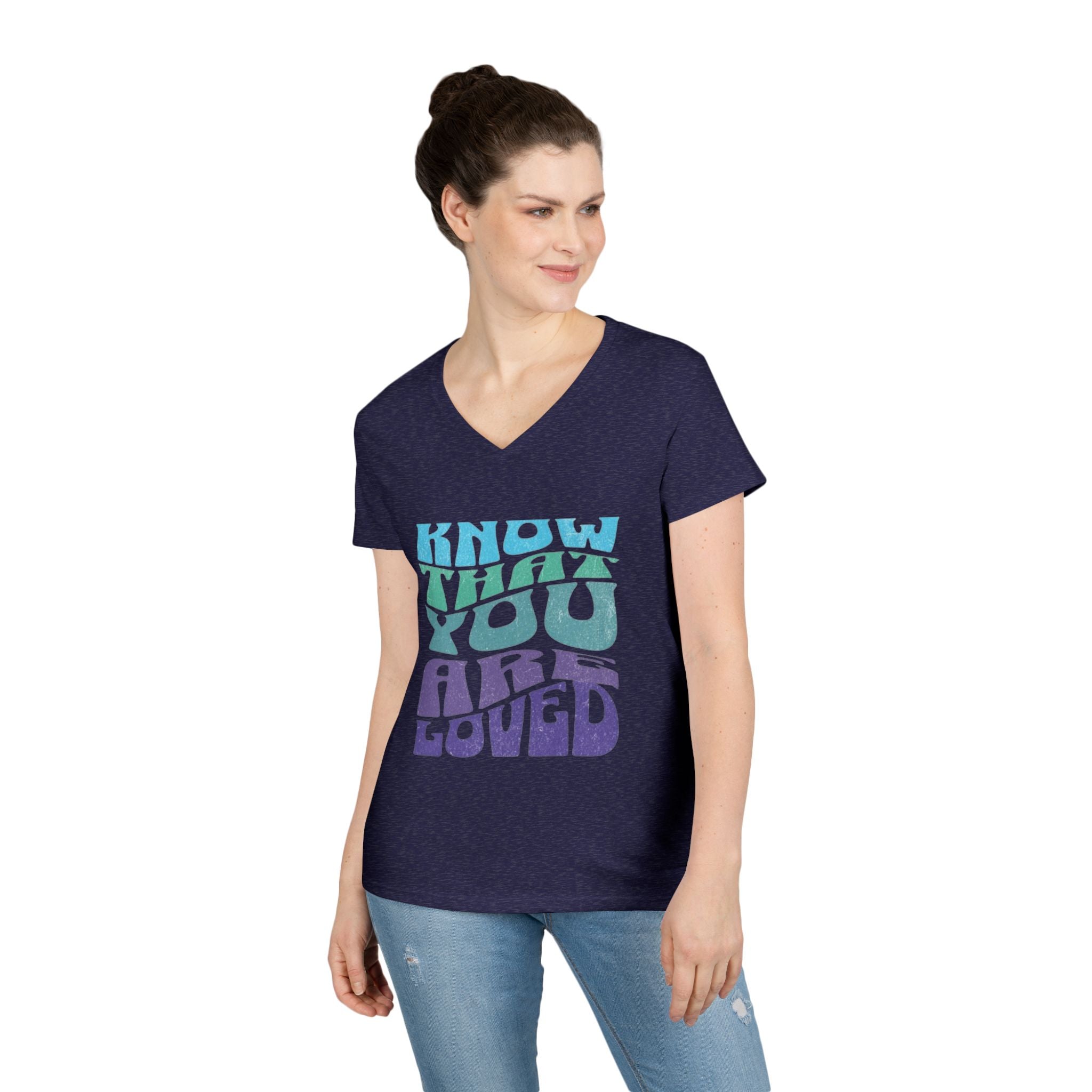 V-Neck T-Shirt - Know That You Are Loved Vintage Design