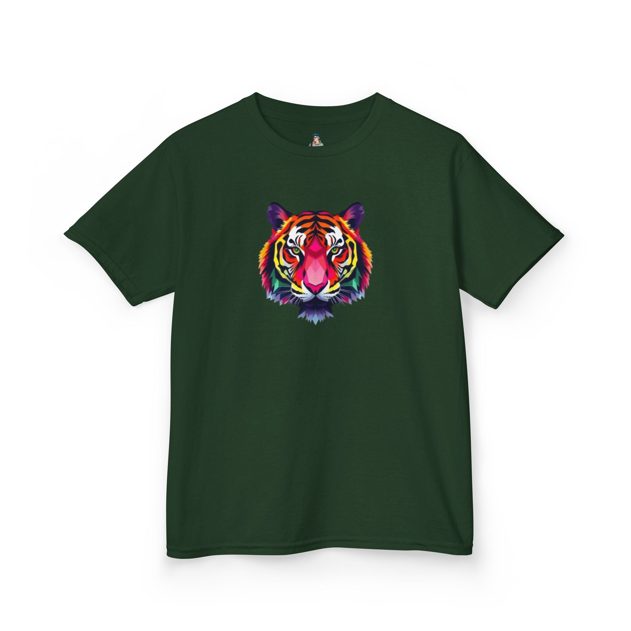Colorful Fractal Tiger Kids Heavy Cotton Tee