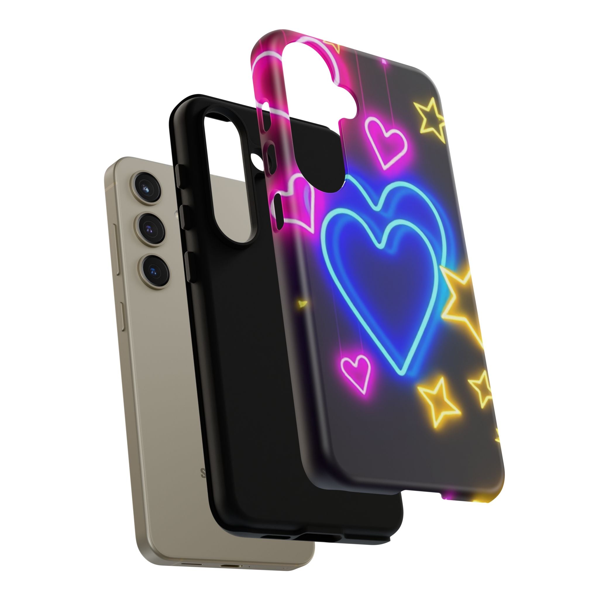 Android OR iPhone Compatible Cases - Neon Love Design - Unique Tough Cases
