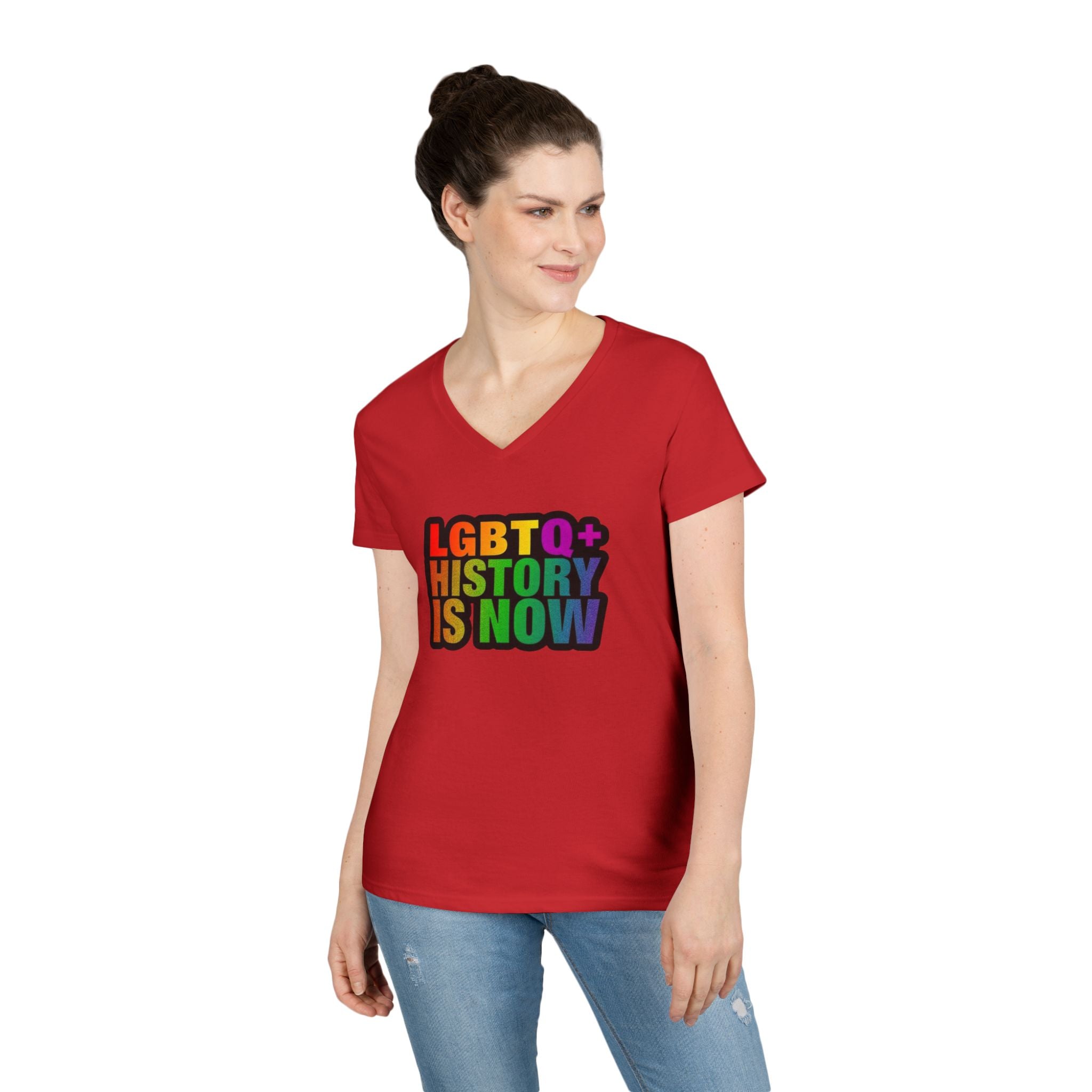 LGBTQ+ History V-Neck T-Shirt for Pride and Awareness