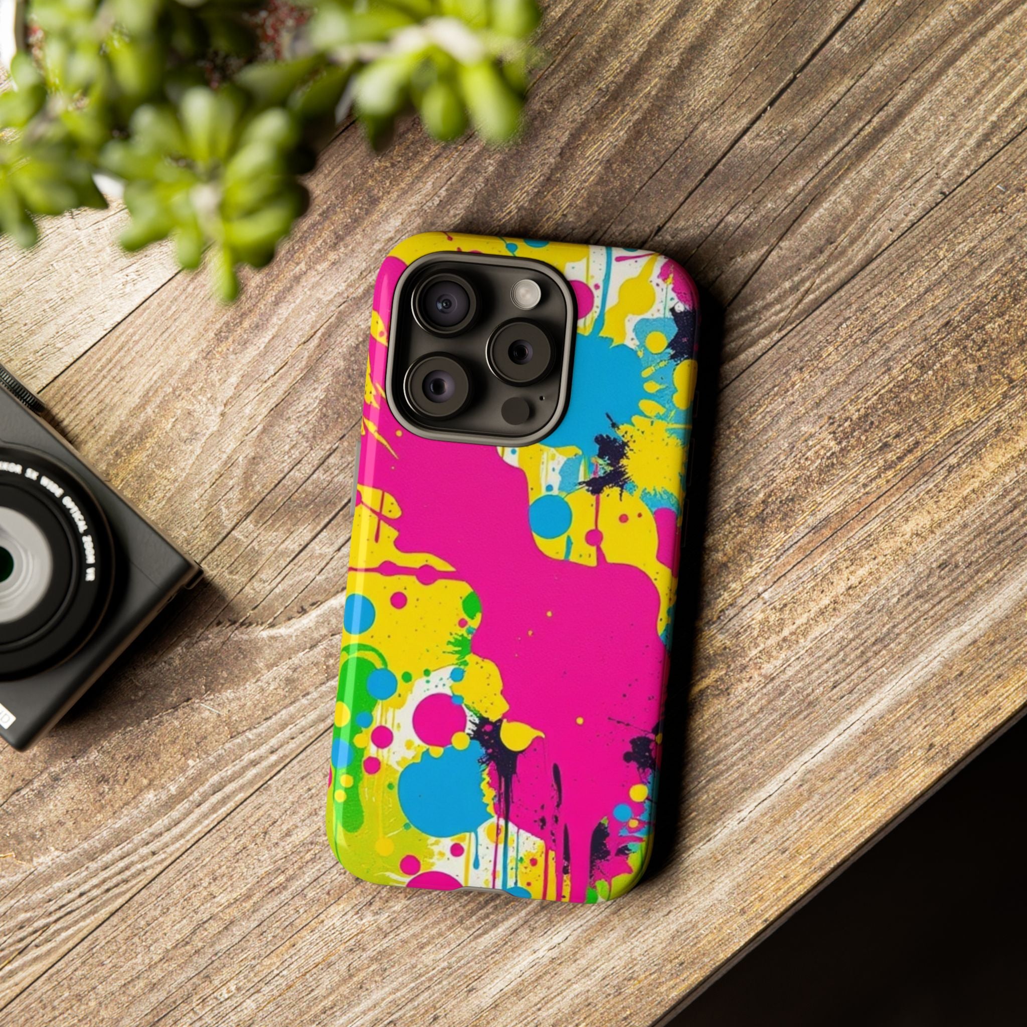 Android OR iPhone Compatible Cases - Crazy Retro Color Splash Design - Unique Tough Cases