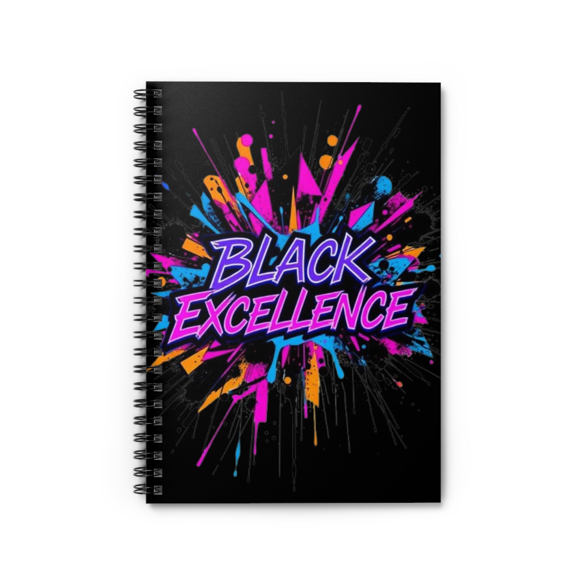 Black Excellence Spiral Notebook - Vibrant Design for Creative Minds