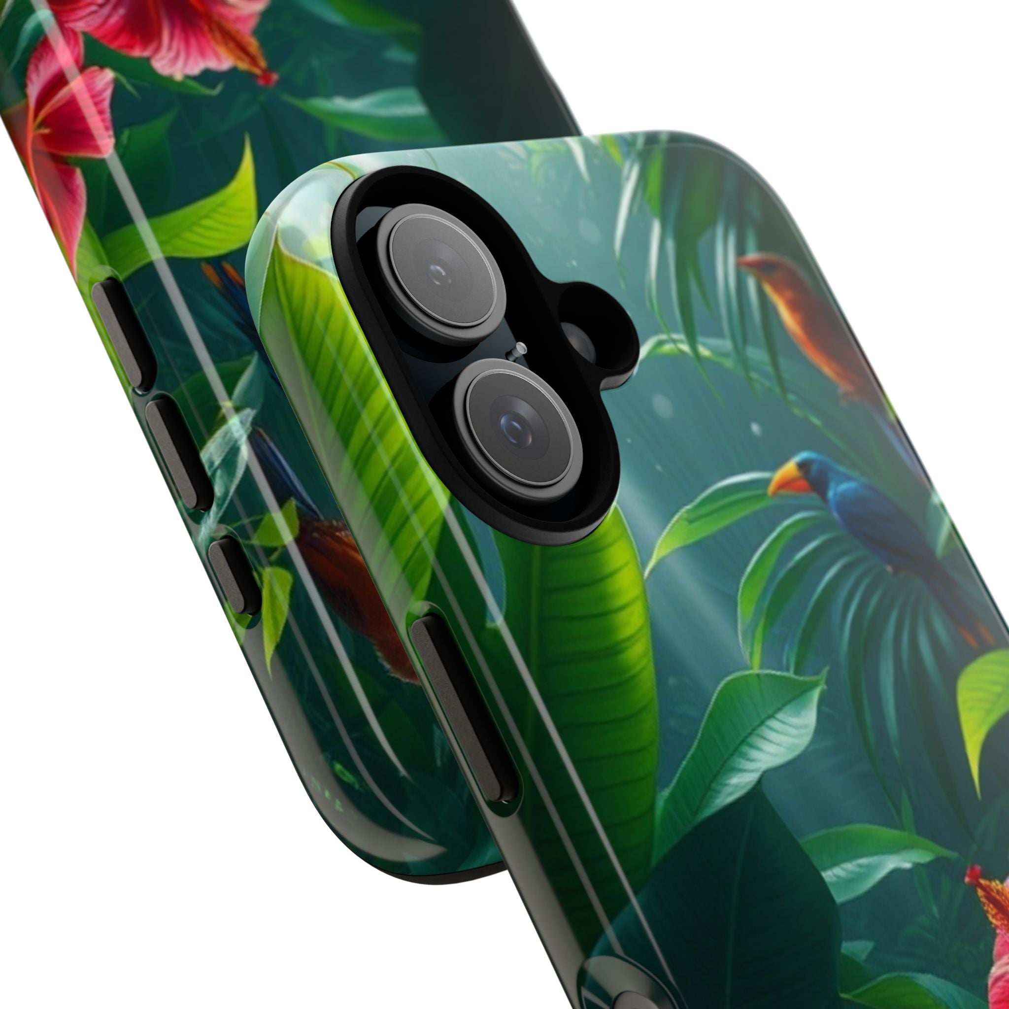 Android OR iPhone Compatible Cases - Tropical Flower & Bird Design - Unique Tough Cases