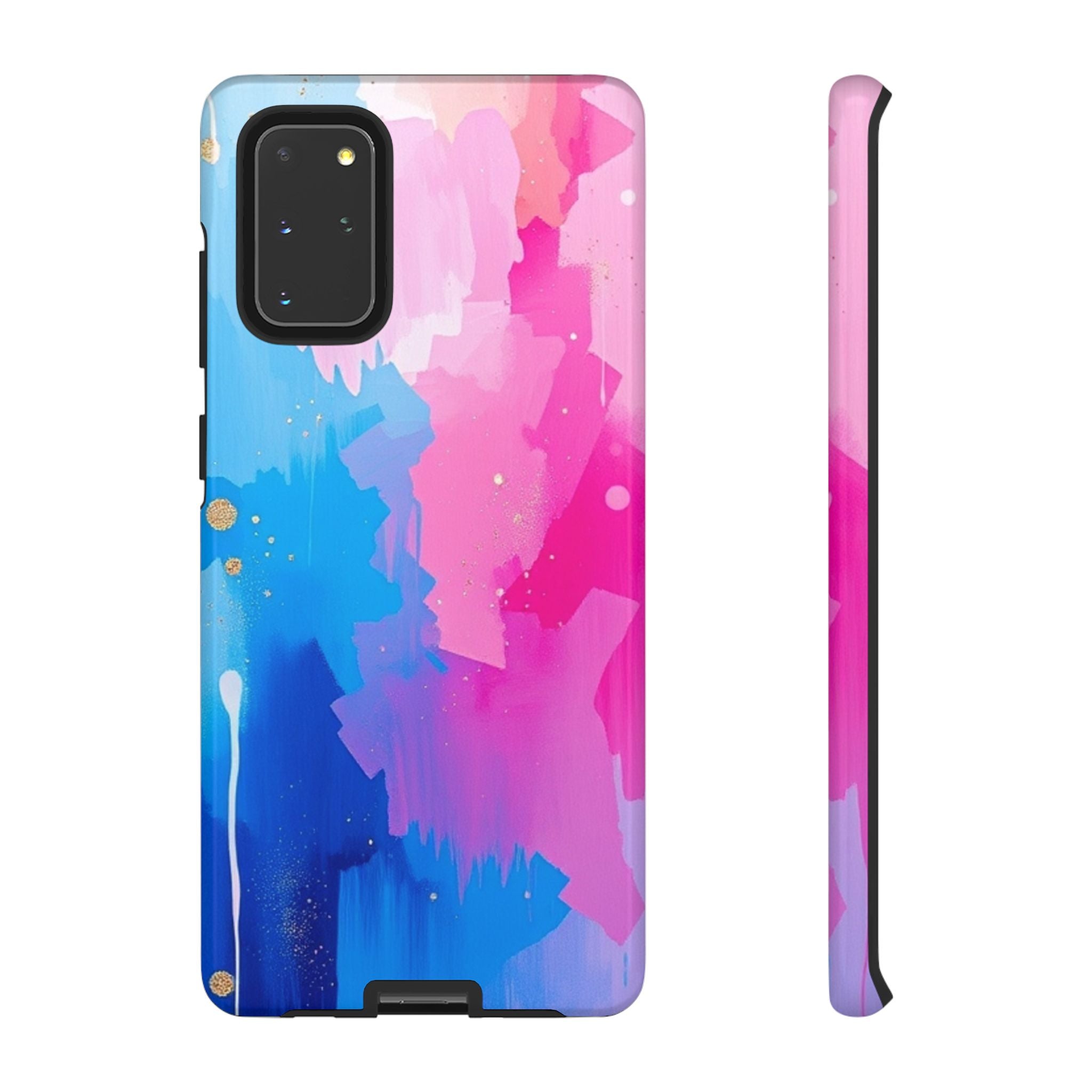 Android OR iPhone Compatible Cases - Pink and Blue Color Splash Design