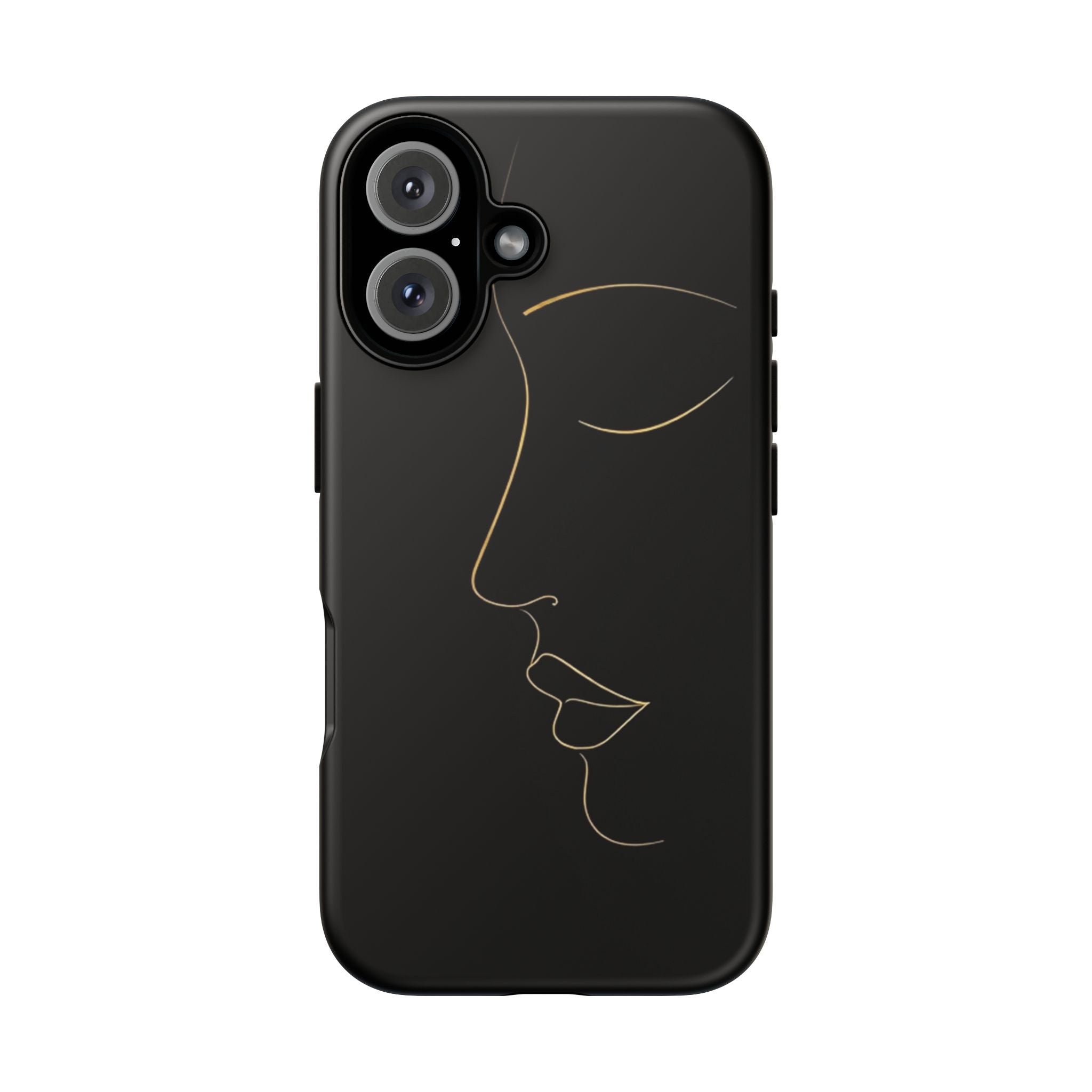 Android OR iPhone Compatible Cases - Gold Line Face Design - Unique Tough Cases