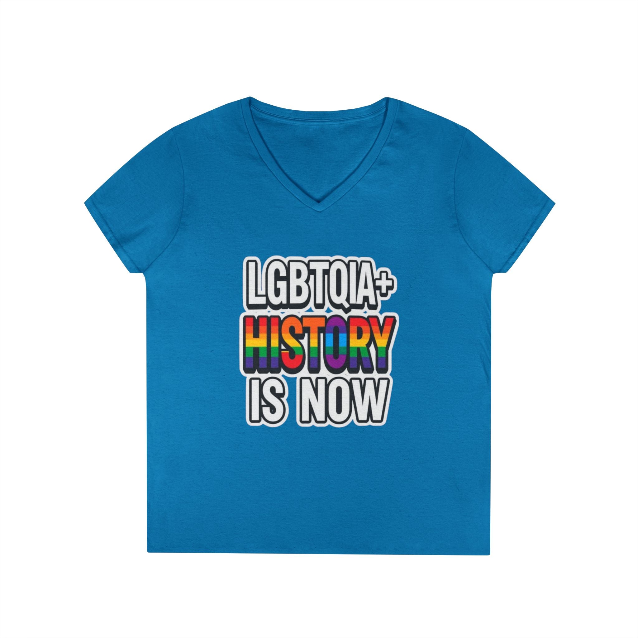 LGBTQIA+ History V-Neck T-Shirt for Pride and Activism