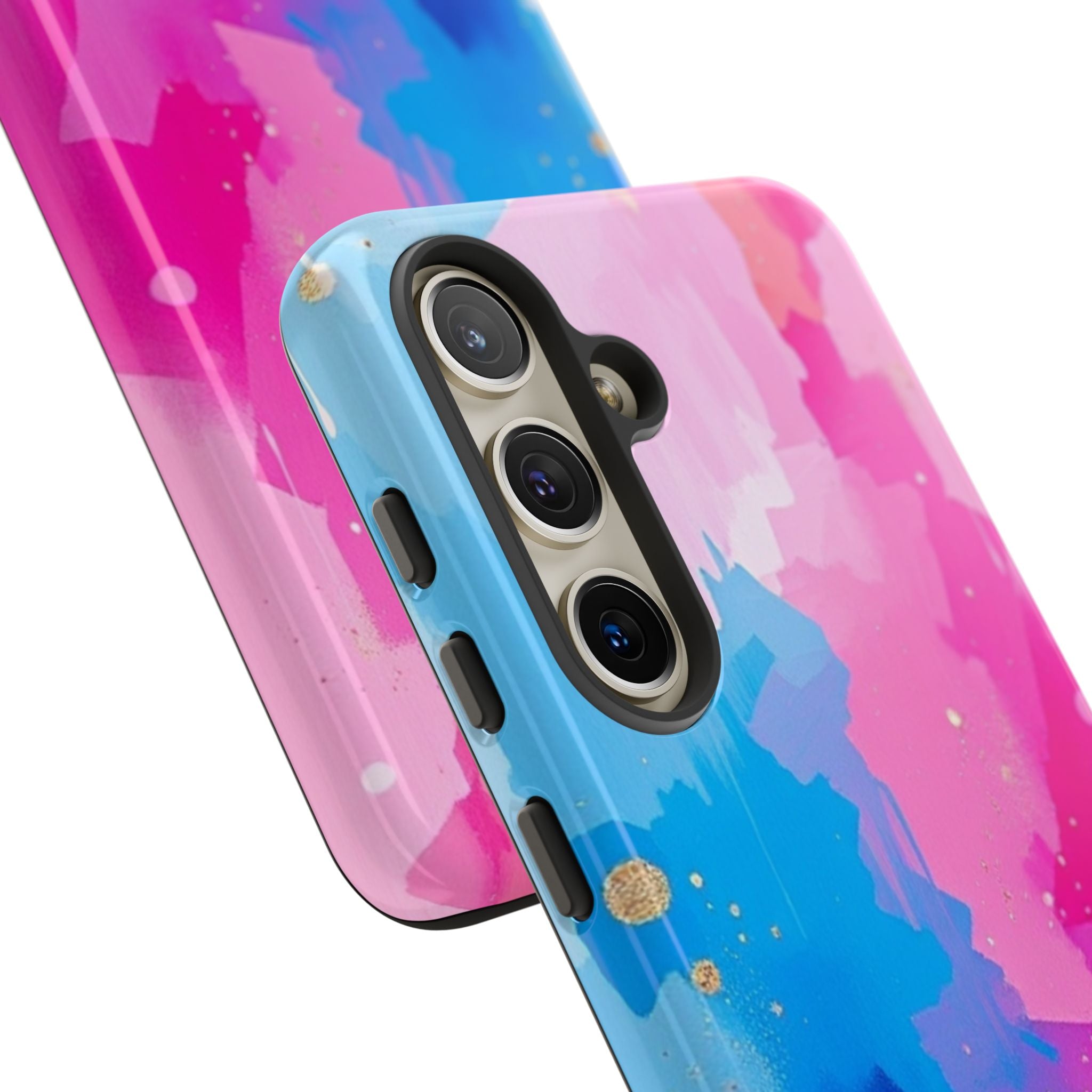 Android OR iPhone Compatible Cases - Pink and Blue Color Splash Design