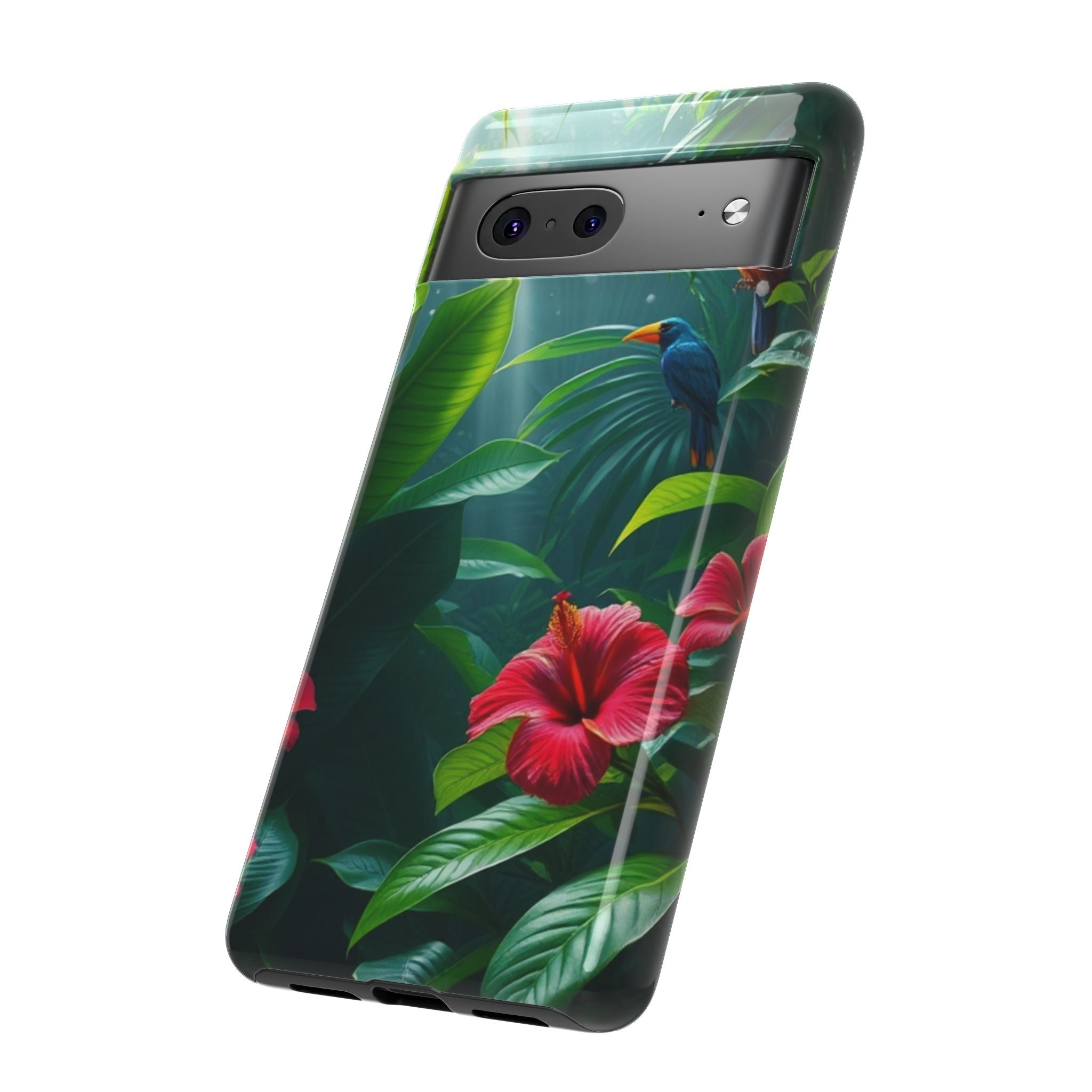 Android OR iPhone Compatible Cases - Tropical Flower & Bird Design - Unique Tough Cases