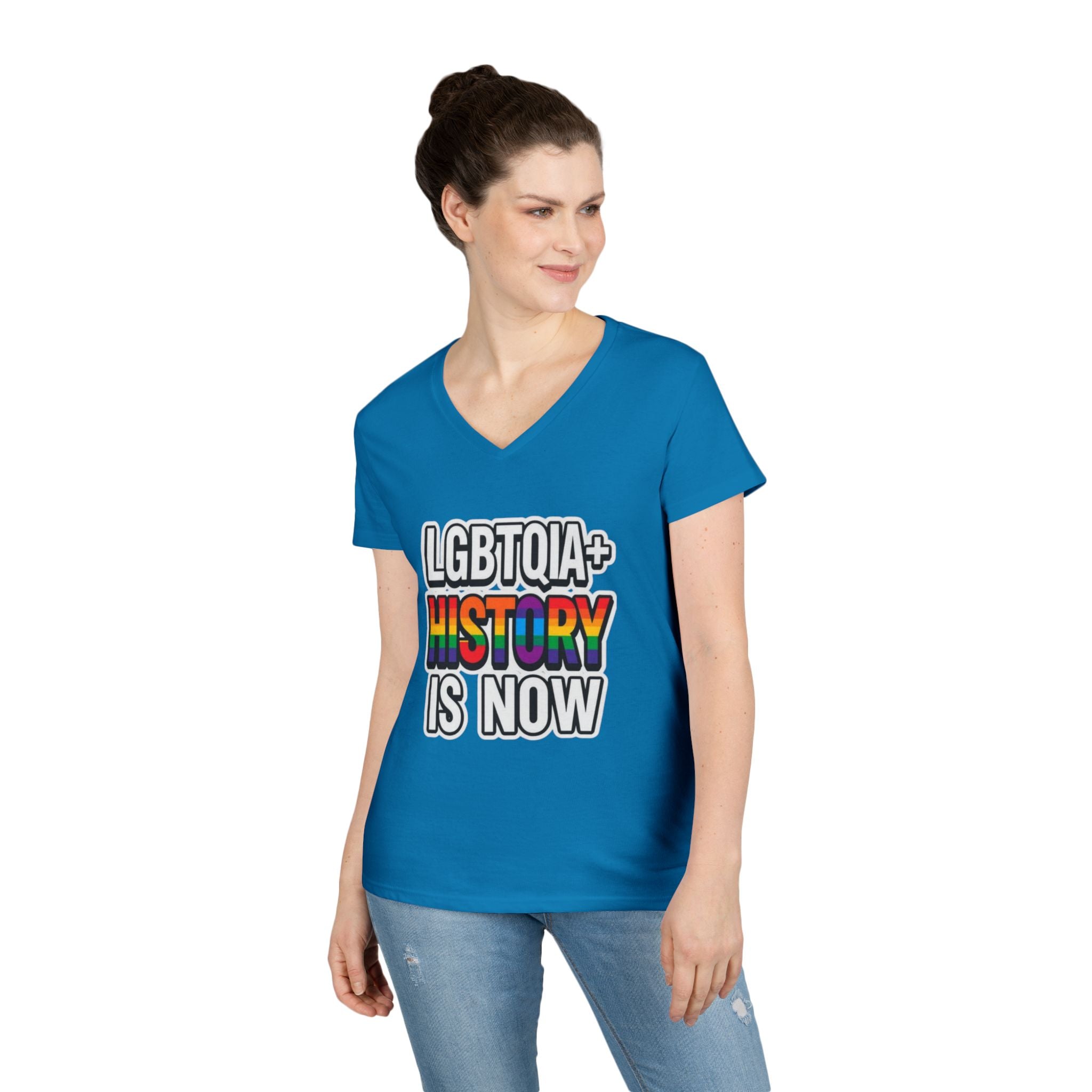 LGBTQIA+ History V-Neck T-Shirt for Pride and Activism