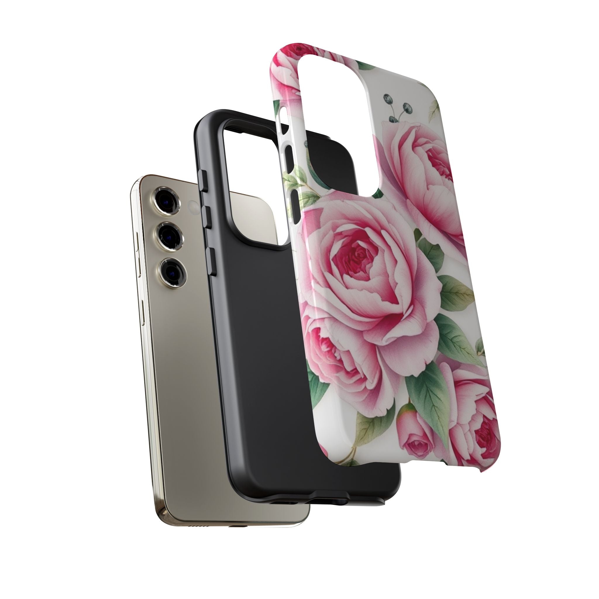 Android OR iPhone Compatible Cases - Pink Flower Design - Unique Tough Cases