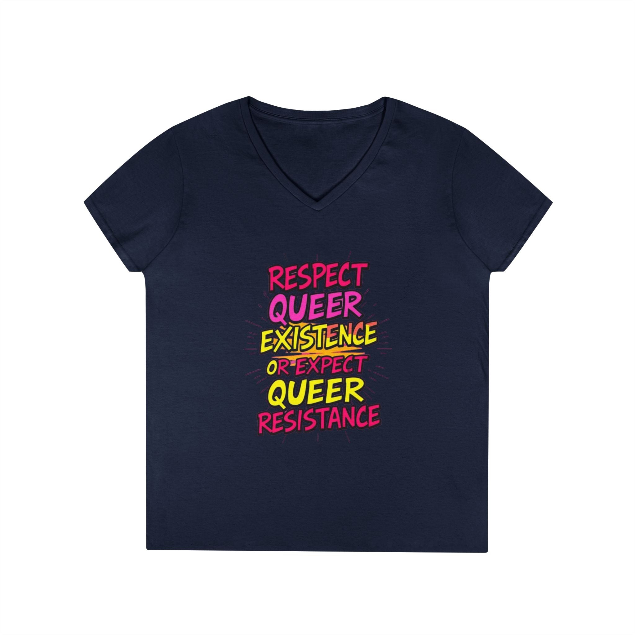Respect Queer Existence V-Neck T-Shirt for Pride and Equality