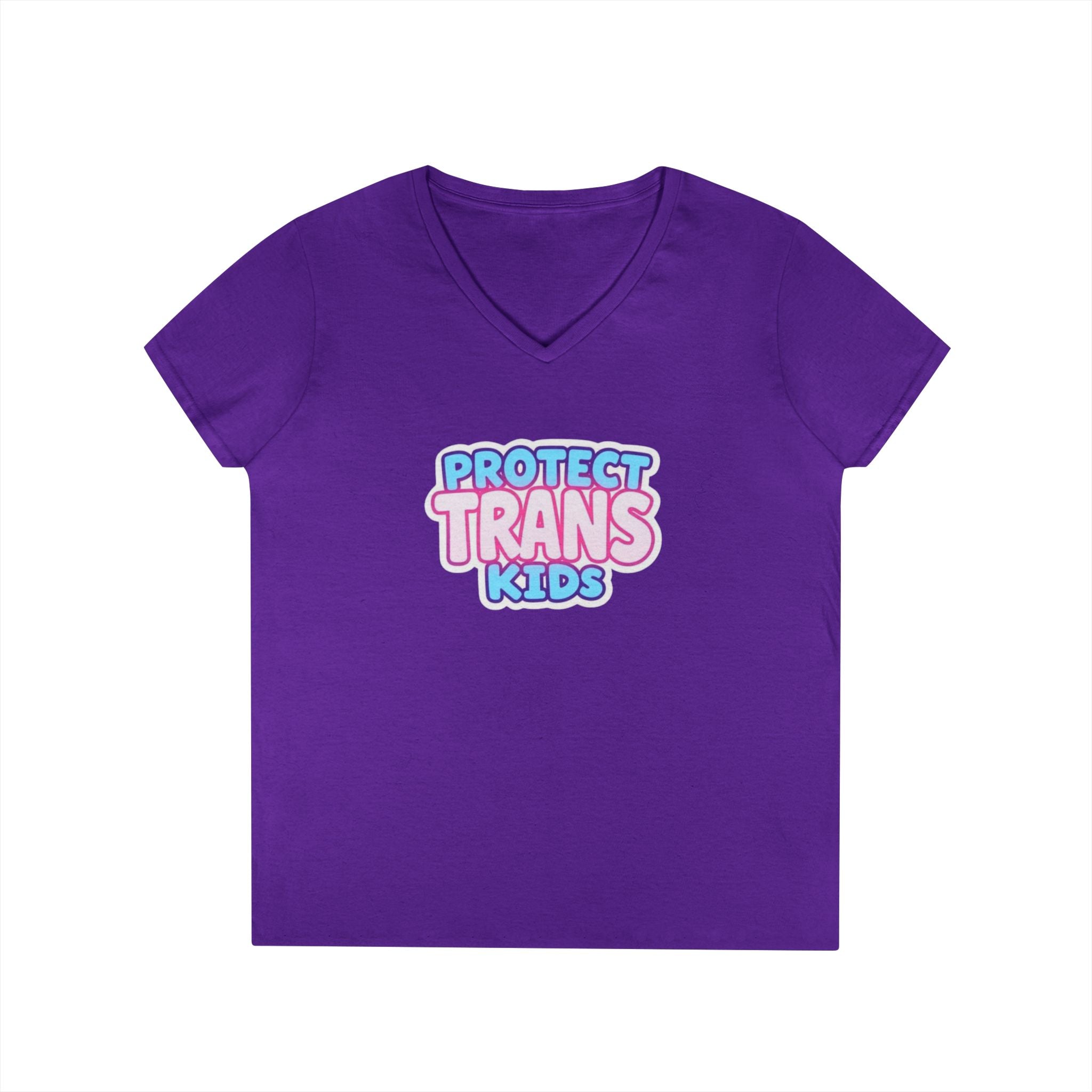 Protect Trans Kids Ladies' V-Neck T-Shirt - Supportive & Stylish Pride Apparel