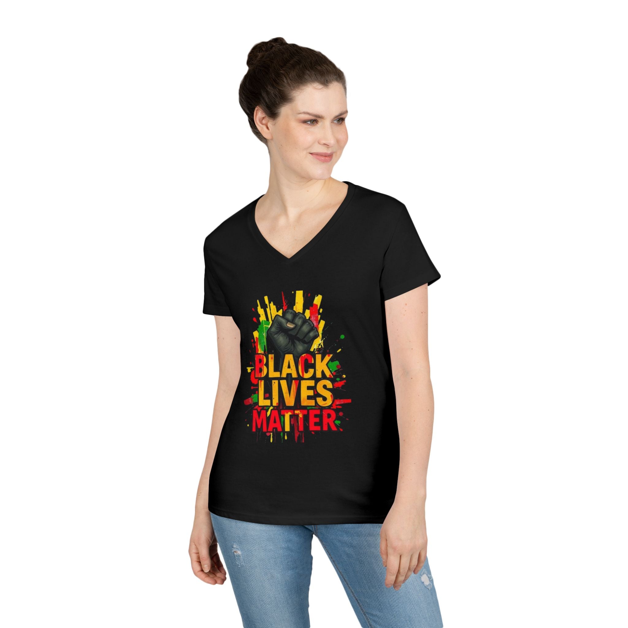 Empowering Ladies' V-Neck T-Shirt | Black Lives Matter Design