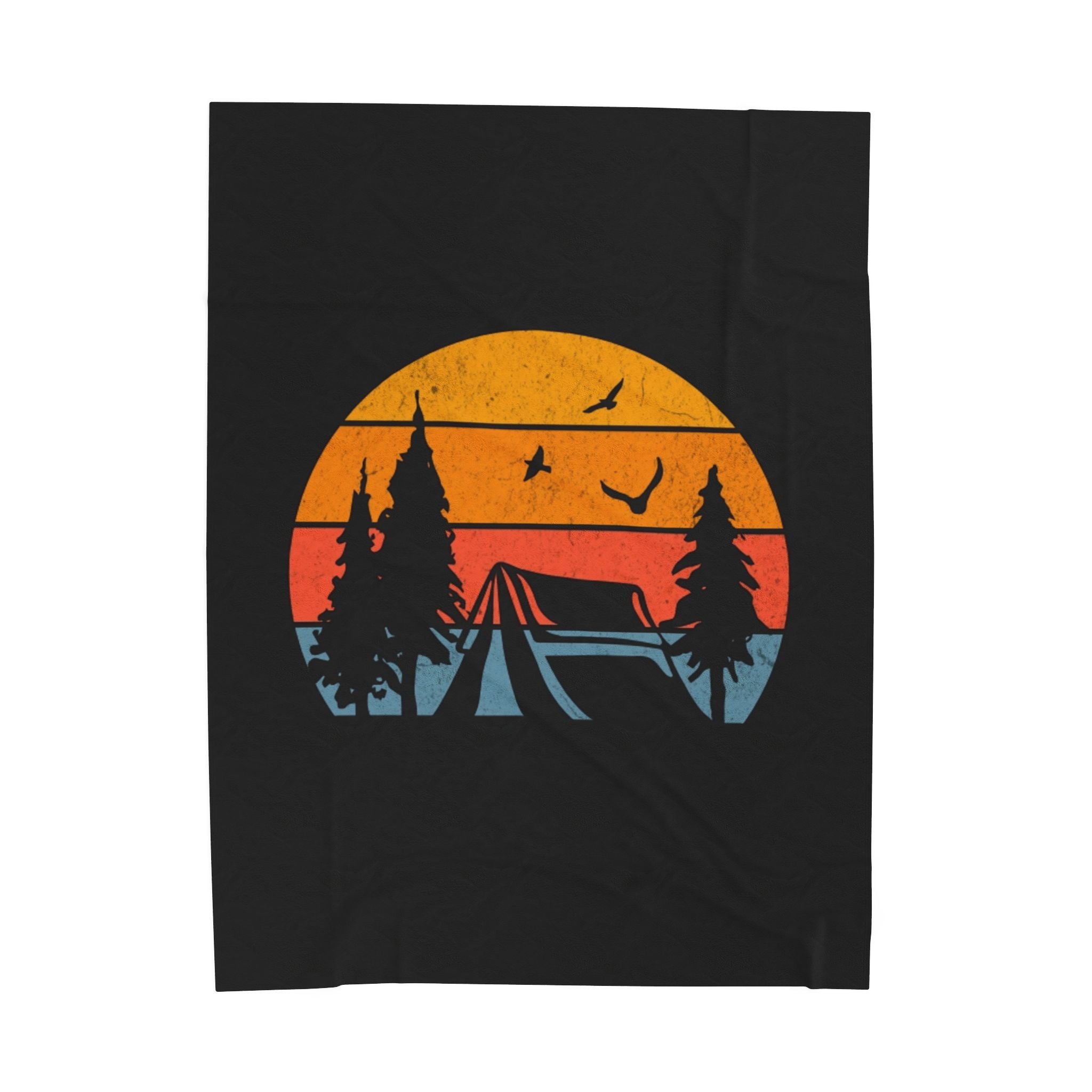 Camp Scene Velveteen Plush Blanket – For Comfort and Warmth