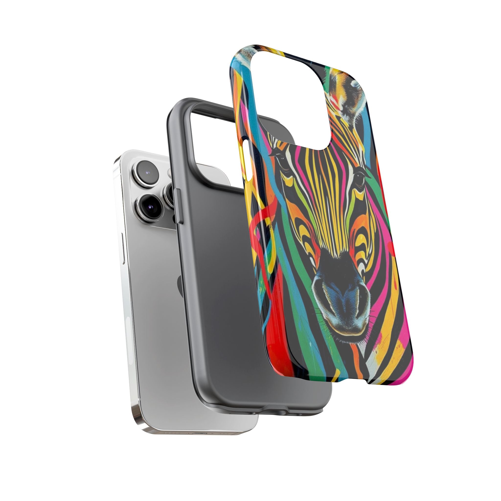 Android OR iPhone Compatible Cases - Rainbow Zebra Design - Unique Tough Cases