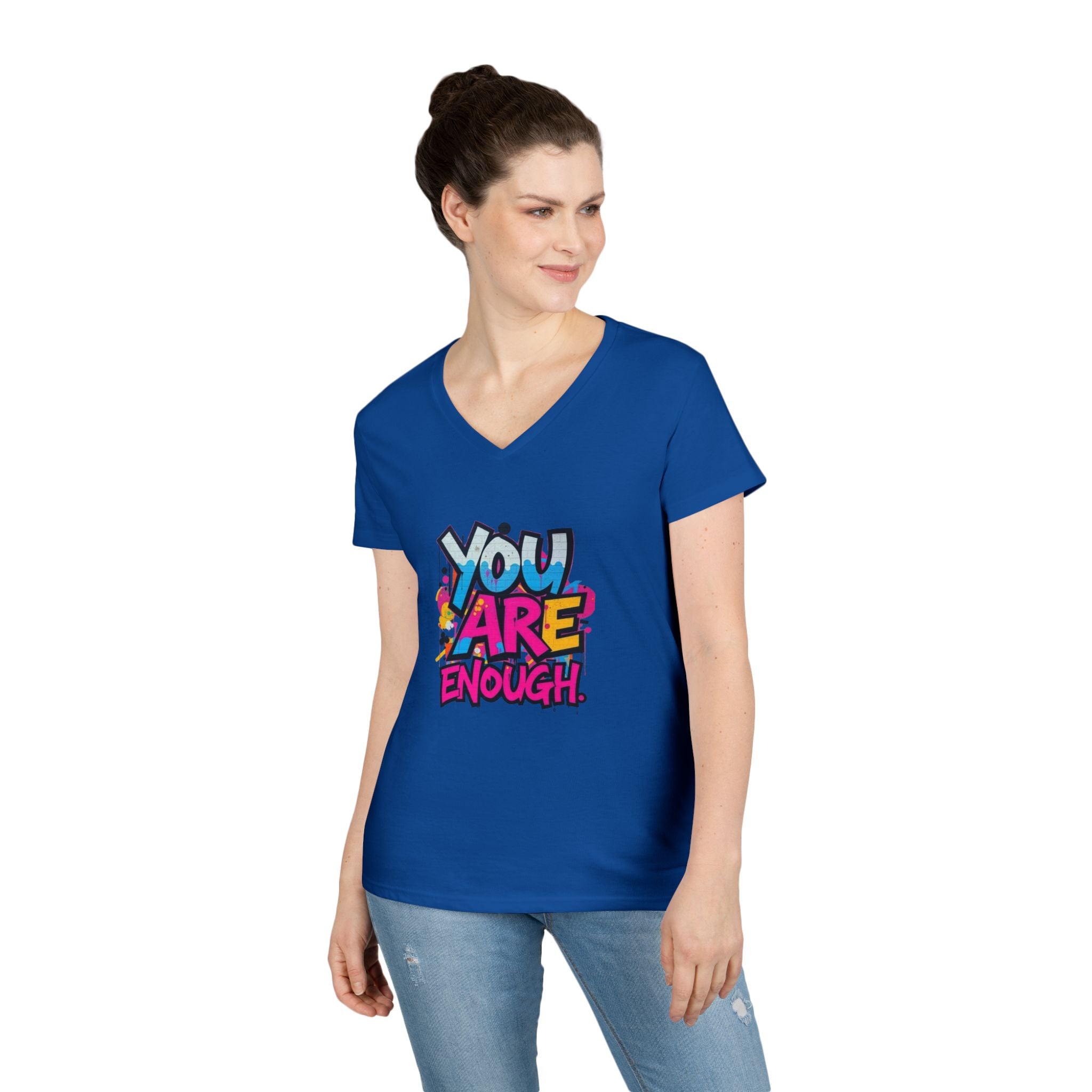 You Are Enough Ladies' V-Neck T-Shirt - Inspirational Graphic Tee
