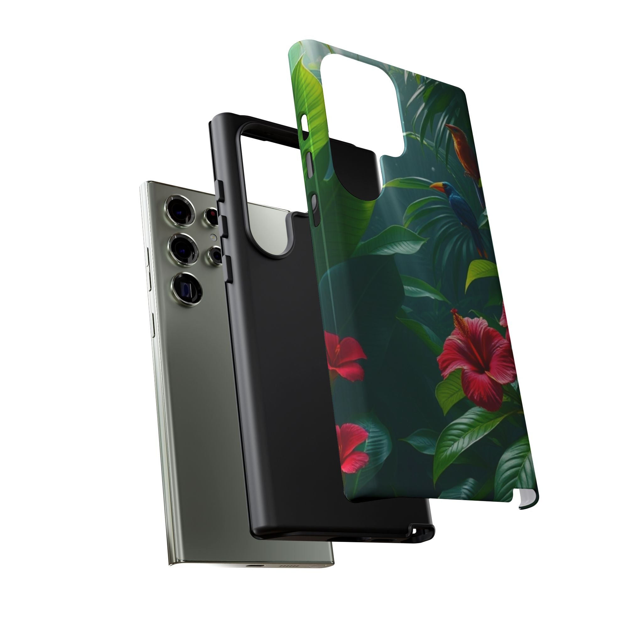 Android OR iPhone Compatible Cases - Tropical Flower & Bird Design - Unique Tough Cases