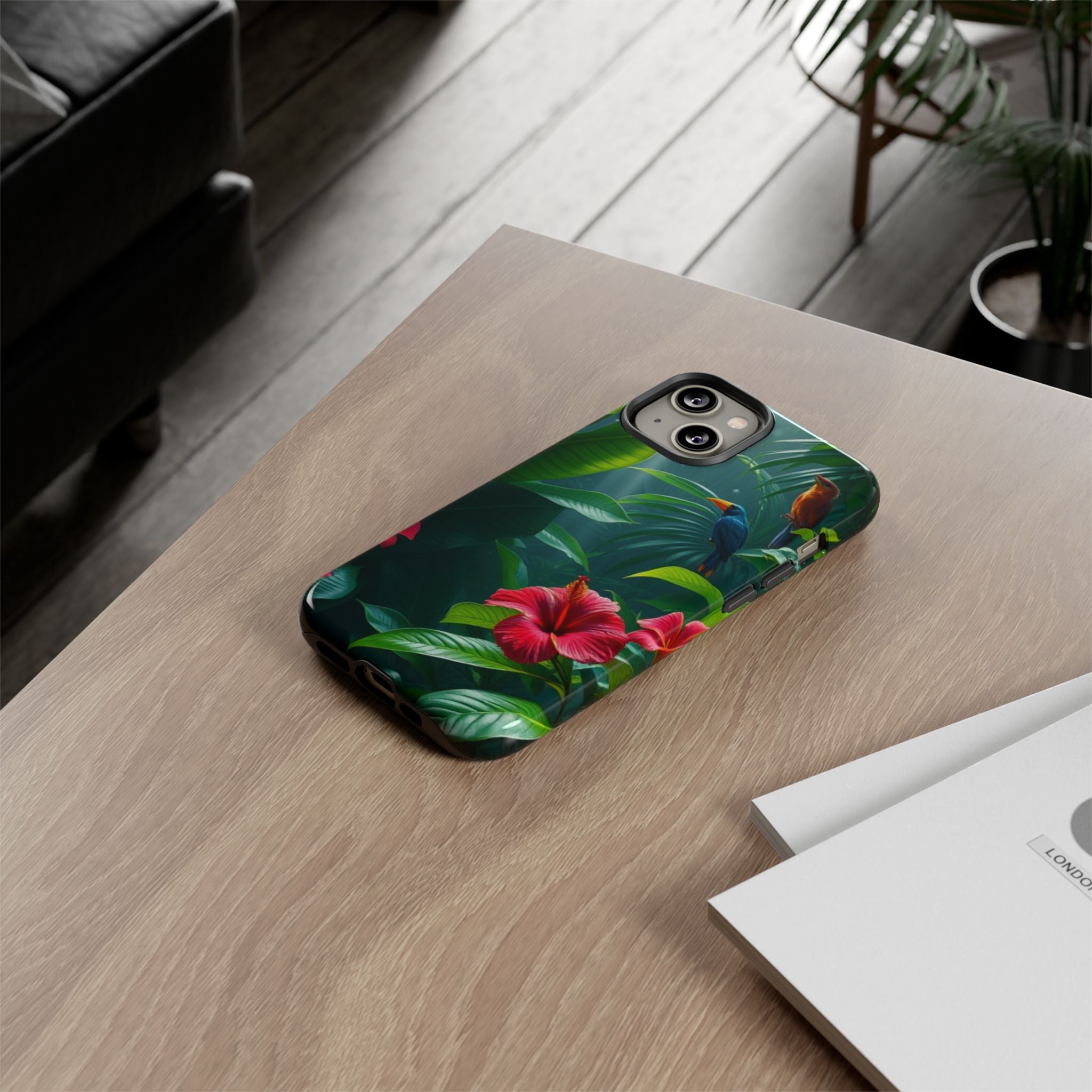 Android OR iPhone Compatible Cases - Tropical Flower & Bird Design - Unique Tough Cases