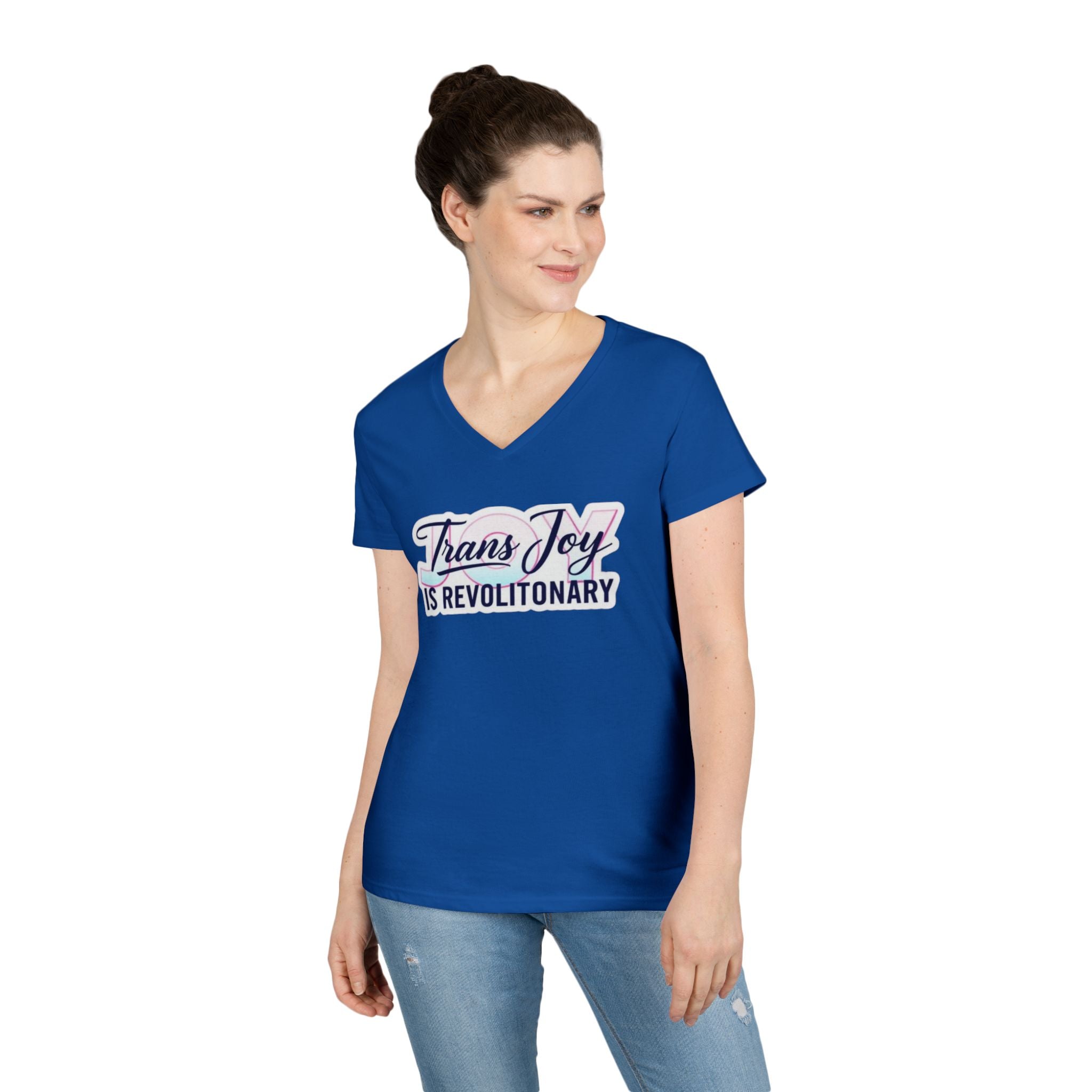 Trans Joy Ladies' V-Neck T-Shirt - Celebrate the LGBTQ+ Community