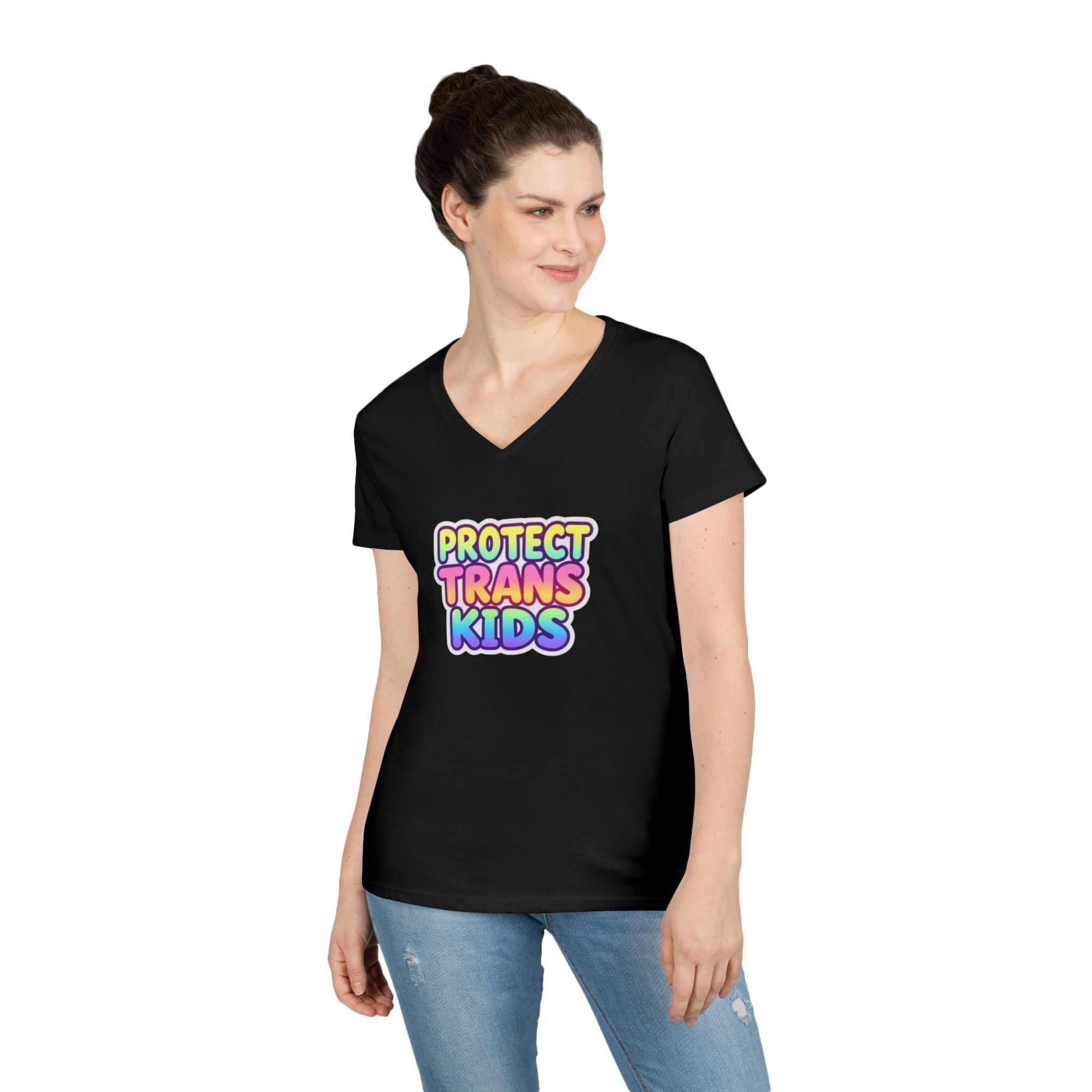 Protect Trans Kids V-Neck T-Shirt | Supportive Apparel for Advocacy