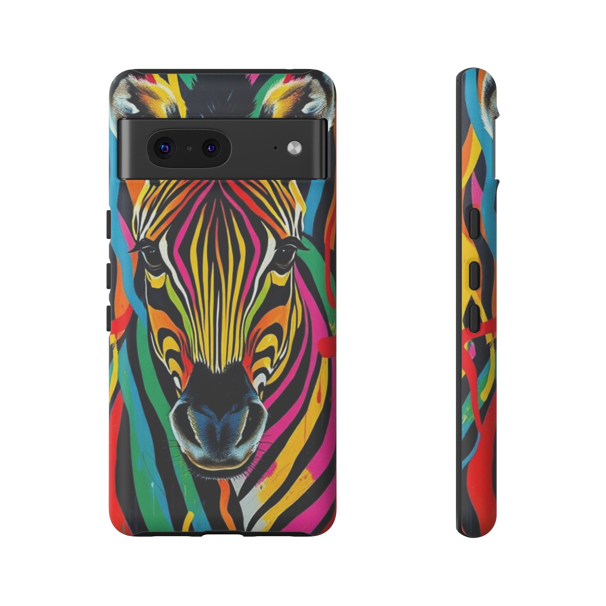 Android OR iPhone Compatible Cases - Rainbow Zebra Design - Unique Tough Cases