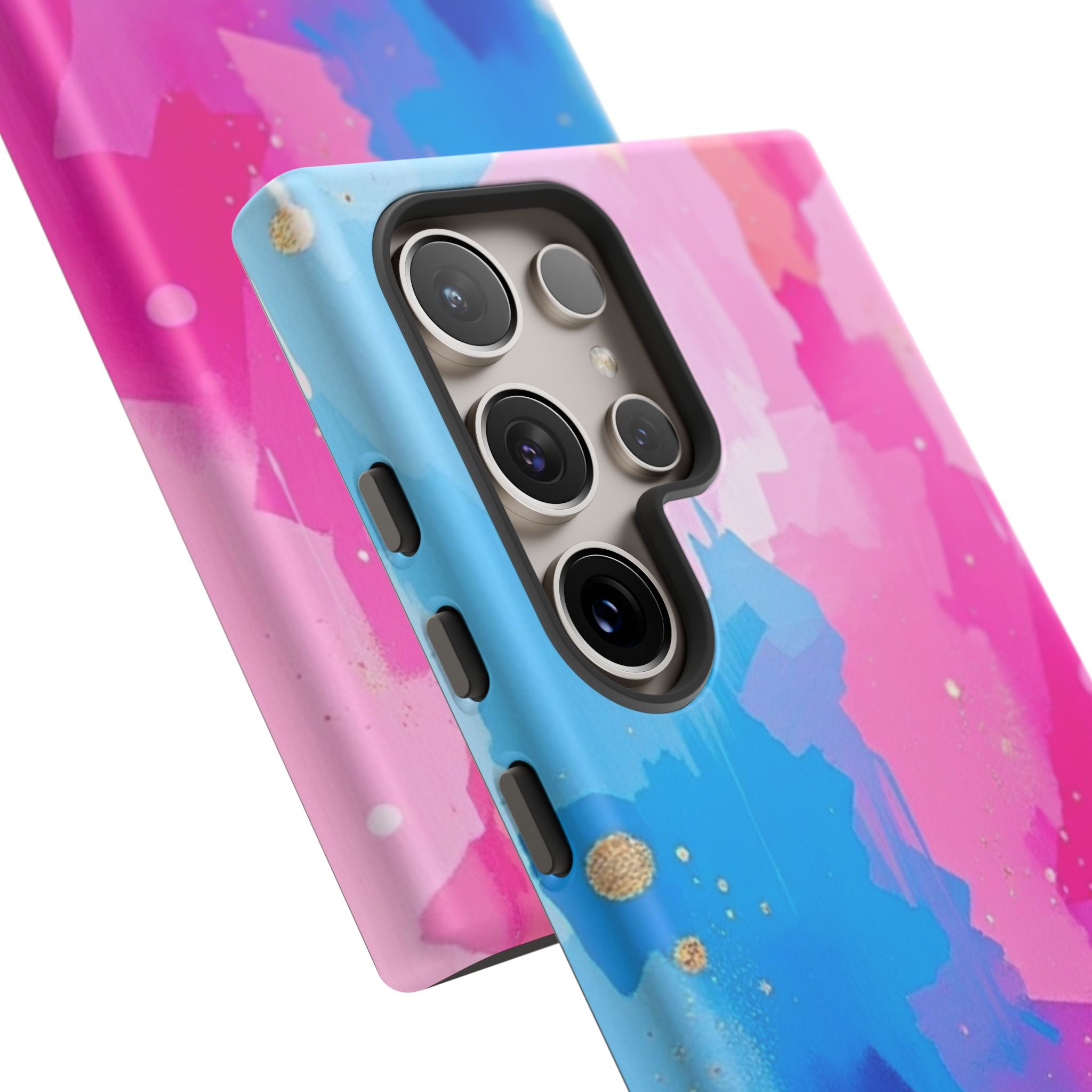 Android OR iPhone Compatible Cases - Pink and Blue Color Splash Design