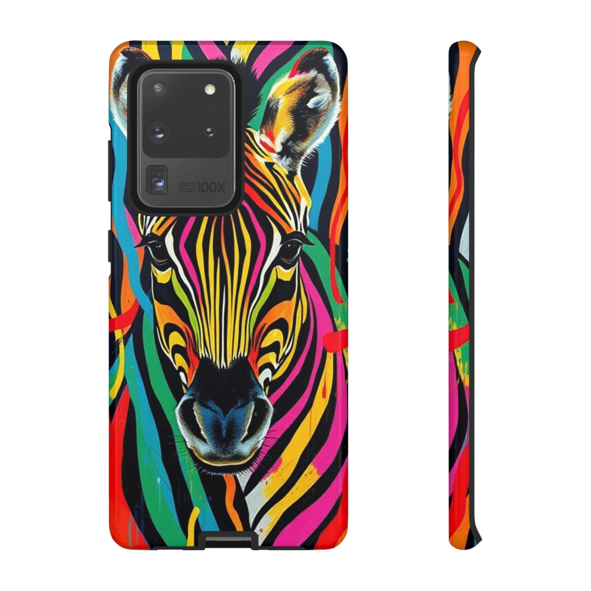 Android OR iPhone Compatible Cases - Rainbow Zebra Design - Unique Tough Cases