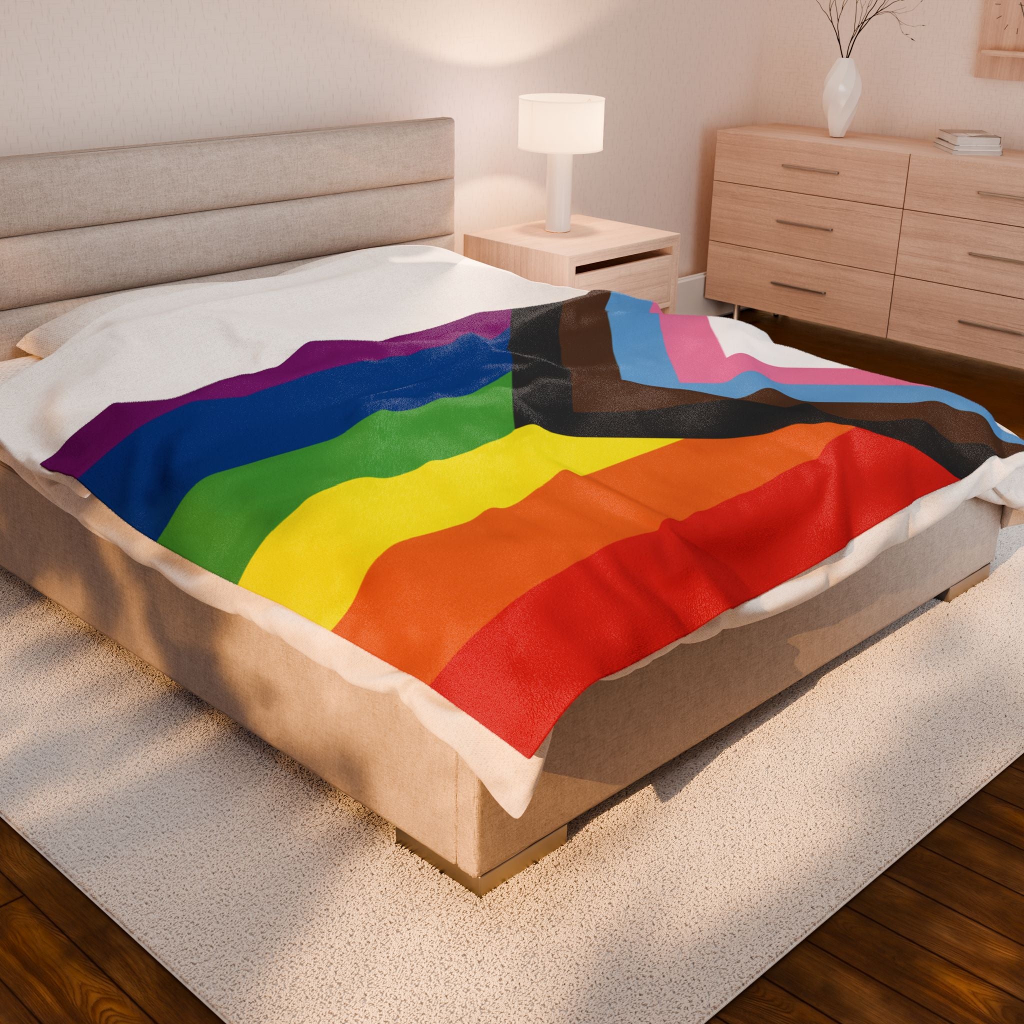 Pride Colors Velveteen Plush Blanket - Cozy & Vibrant LGBTQ+ Throw for Celebrations