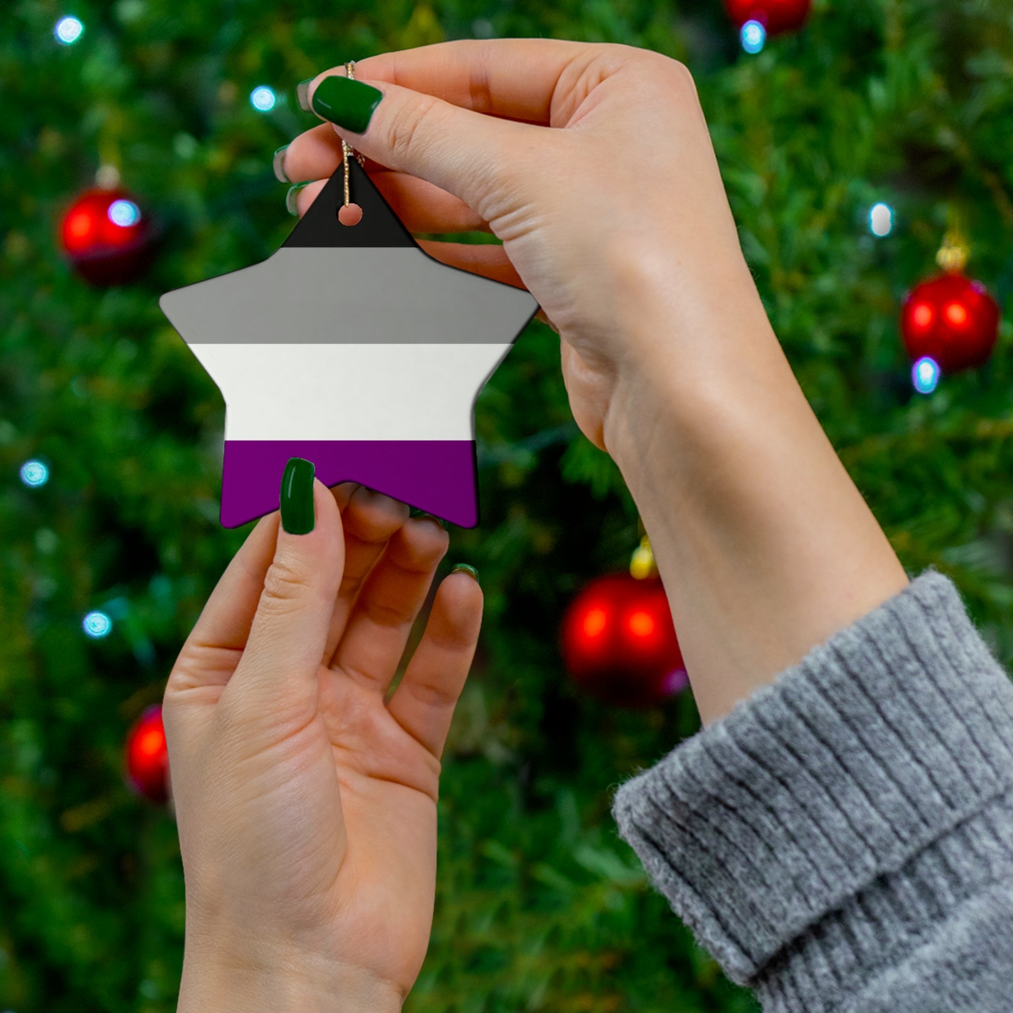 Asexual Pride-Themed Ceramic Ornament Set - 4 Unique Shapes for Celebrations and Decor