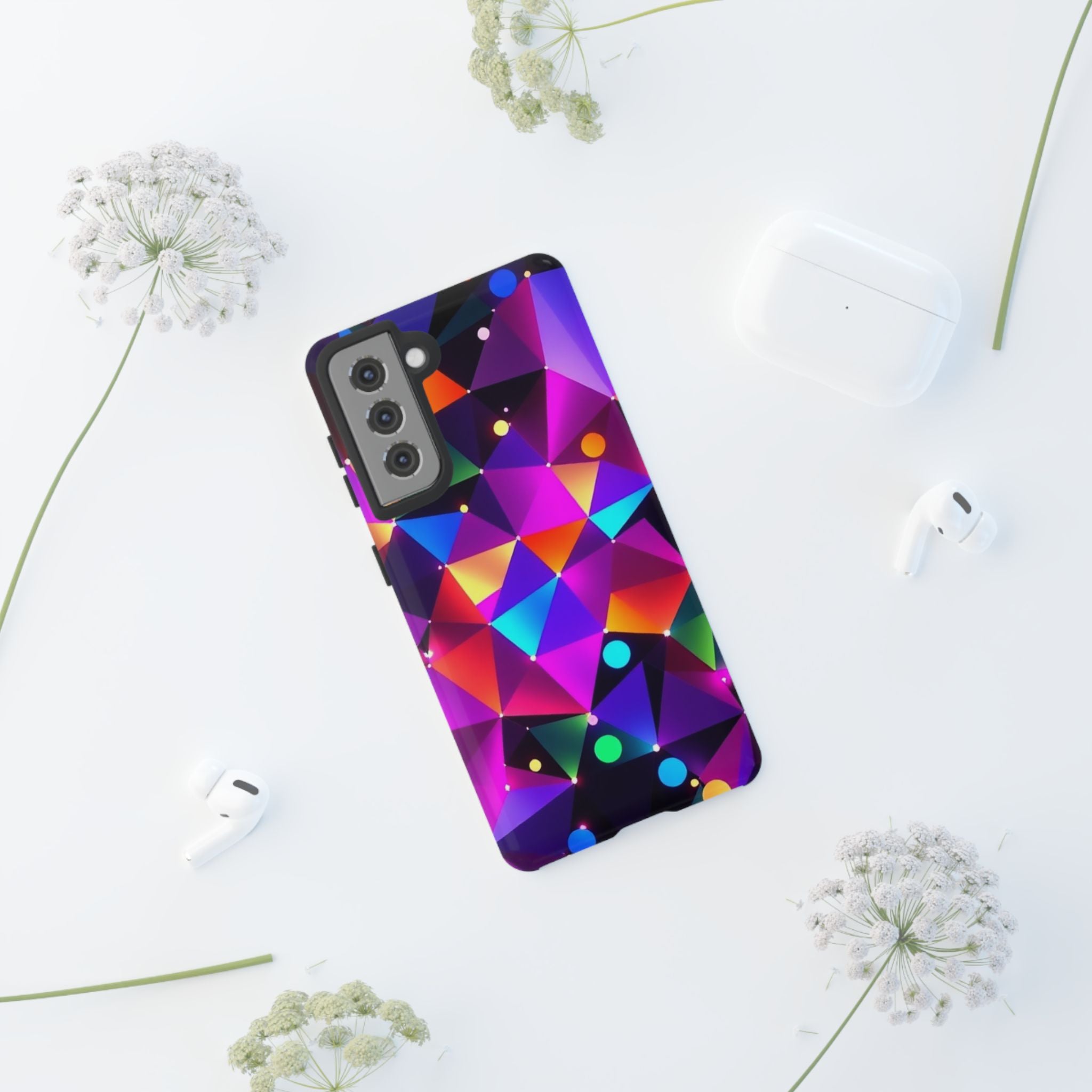 Android OR iPhone Compatible Cases - Colorful Angles Design - Unique Tough Cases