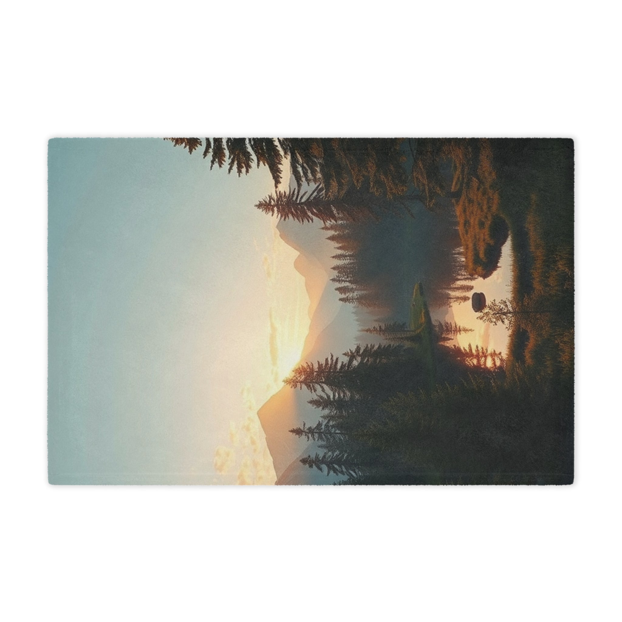 Nature Sunset Microfiber Blanket - Cozy and Warm Art Blanket for Lake Lovers, Mountains Enthusiasts, Gift for Nature Lovers, Landscape