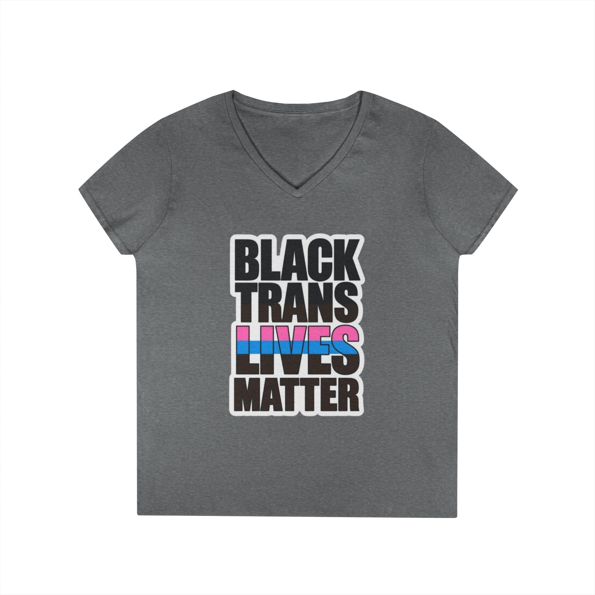 Black Trans Lives Matter V-Neck T-Shirt - Empowering Pride Apparel