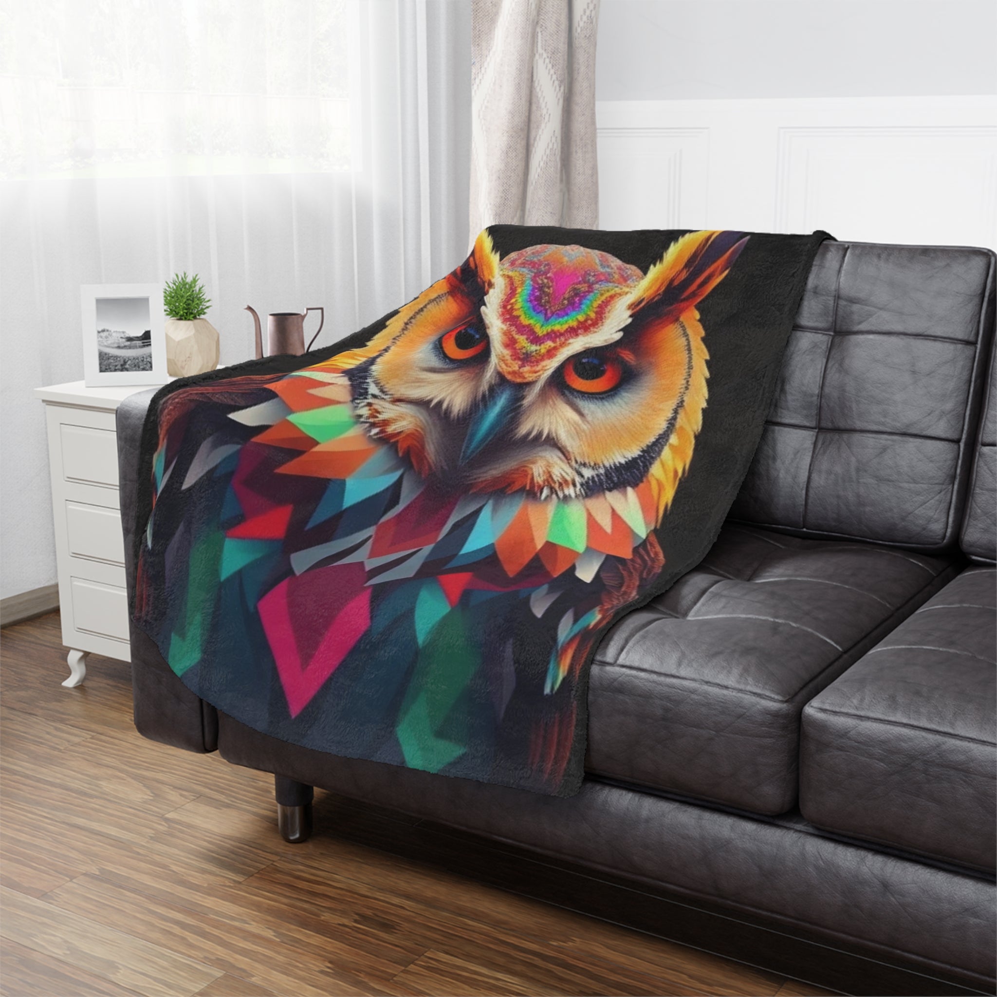 Fractal Owl Microfiber Blanket