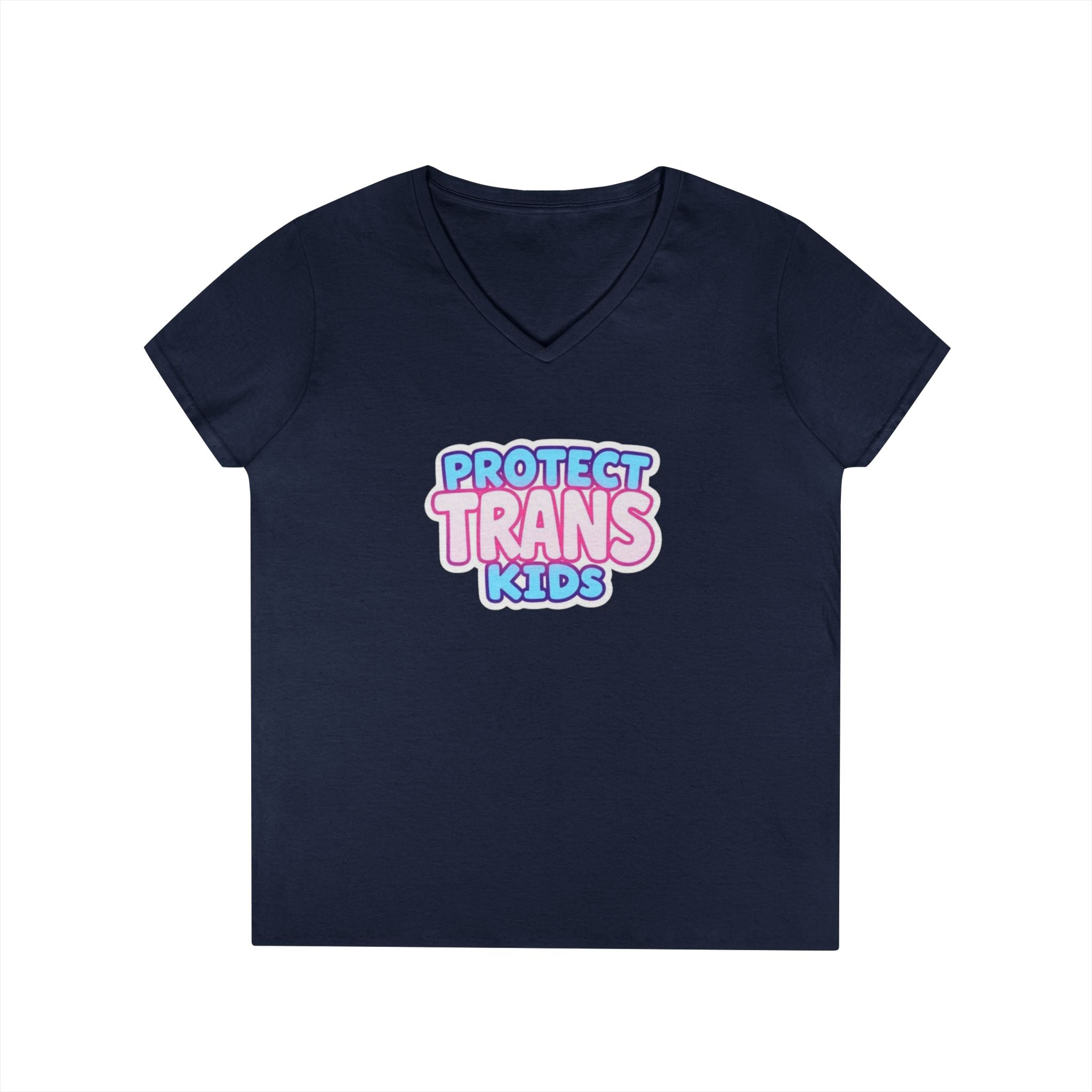 Protect Trans Kids Ladies' V-Neck T-Shirt - Supportive & Stylish Pride Apparel