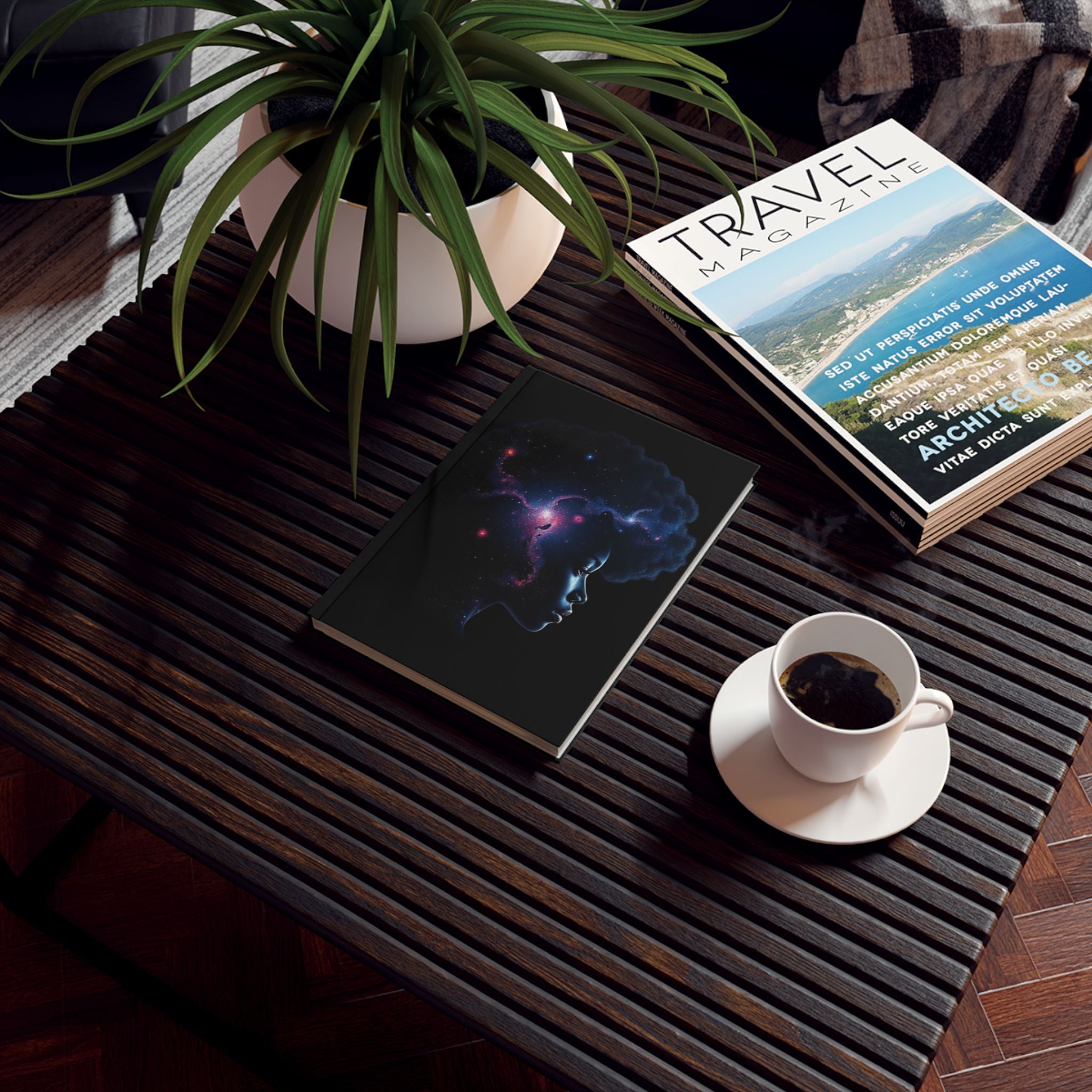 Black Universe Silhouette Female- Hard Backed Journal - Perfect for Gifts, Journaling, and Celebrations