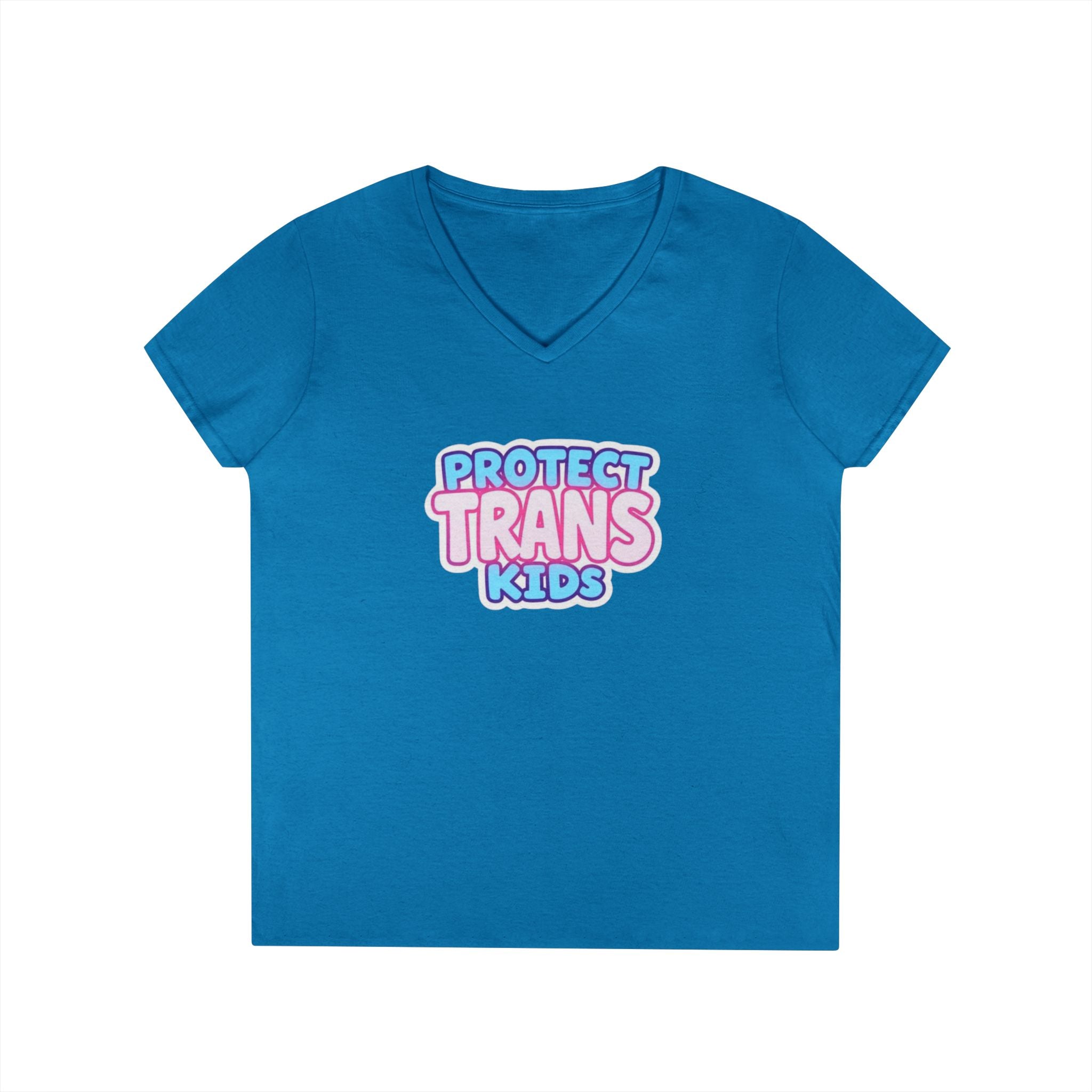 Protect Trans Kids Ladies' V-Neck T-Shirt - Supportive & Stylish Pride Apparel