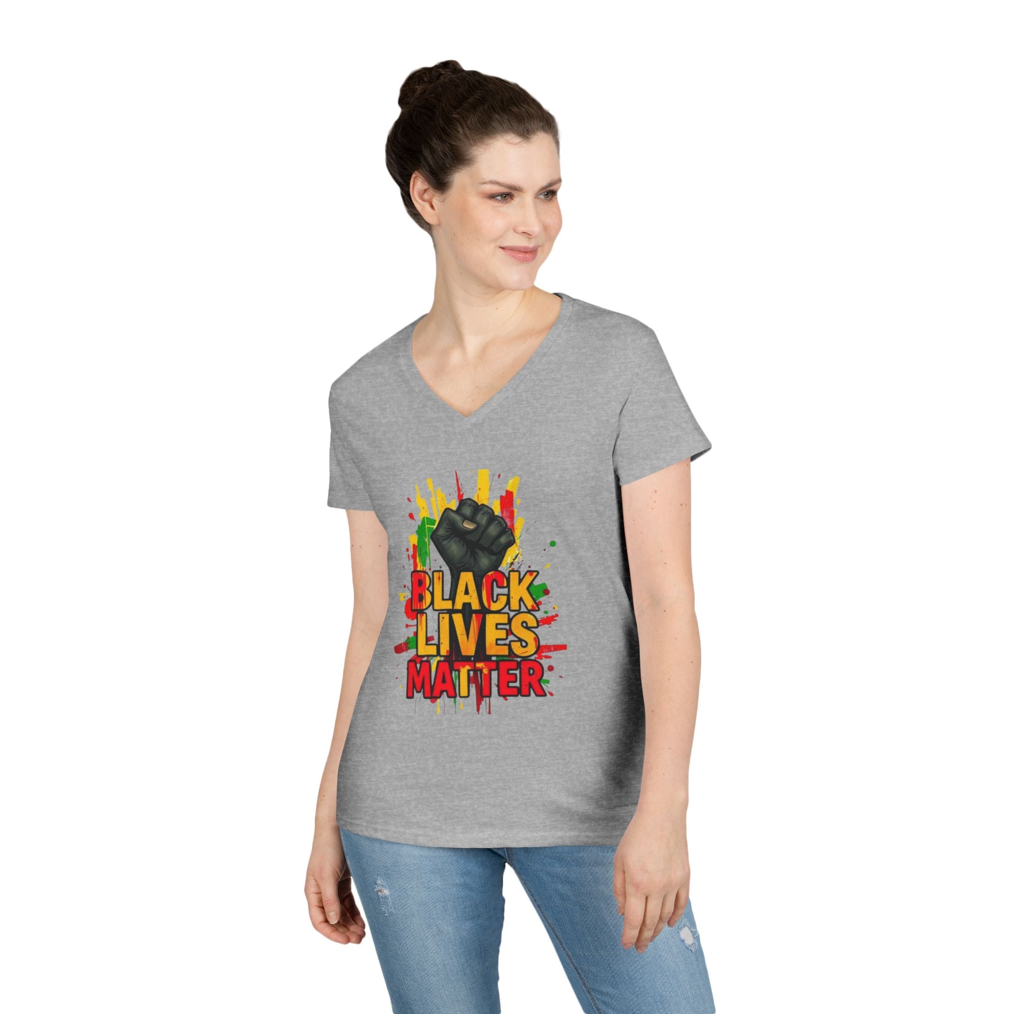Empowering Ladies' V-Neck T-Shirt | Black Lives Matter Design